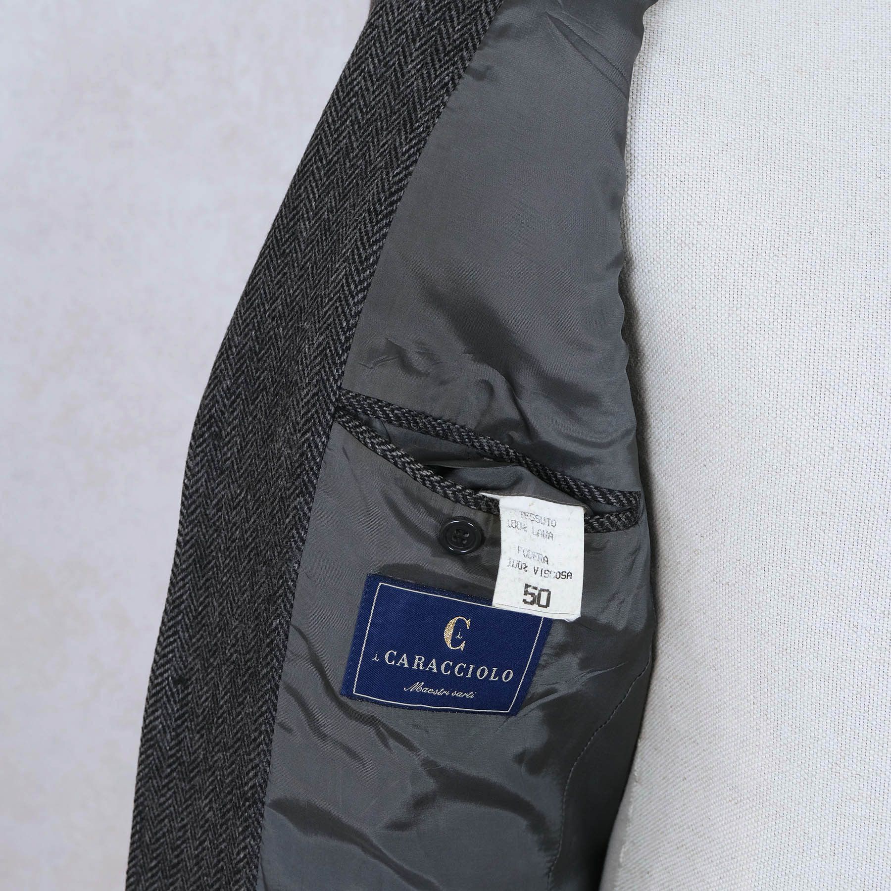 Other Sartoria Caracciolo, Grey Tweed Jacket, Size 40, Napoli Size 40R - 4 Thumbnail