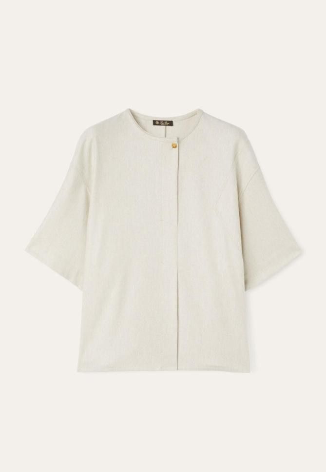 Loro Piana o1srvl11e0526 FAO4165 Adriana Shirt in Off-White Size M / US 6-8 / IT 42-44 - 1 Thumbnail
