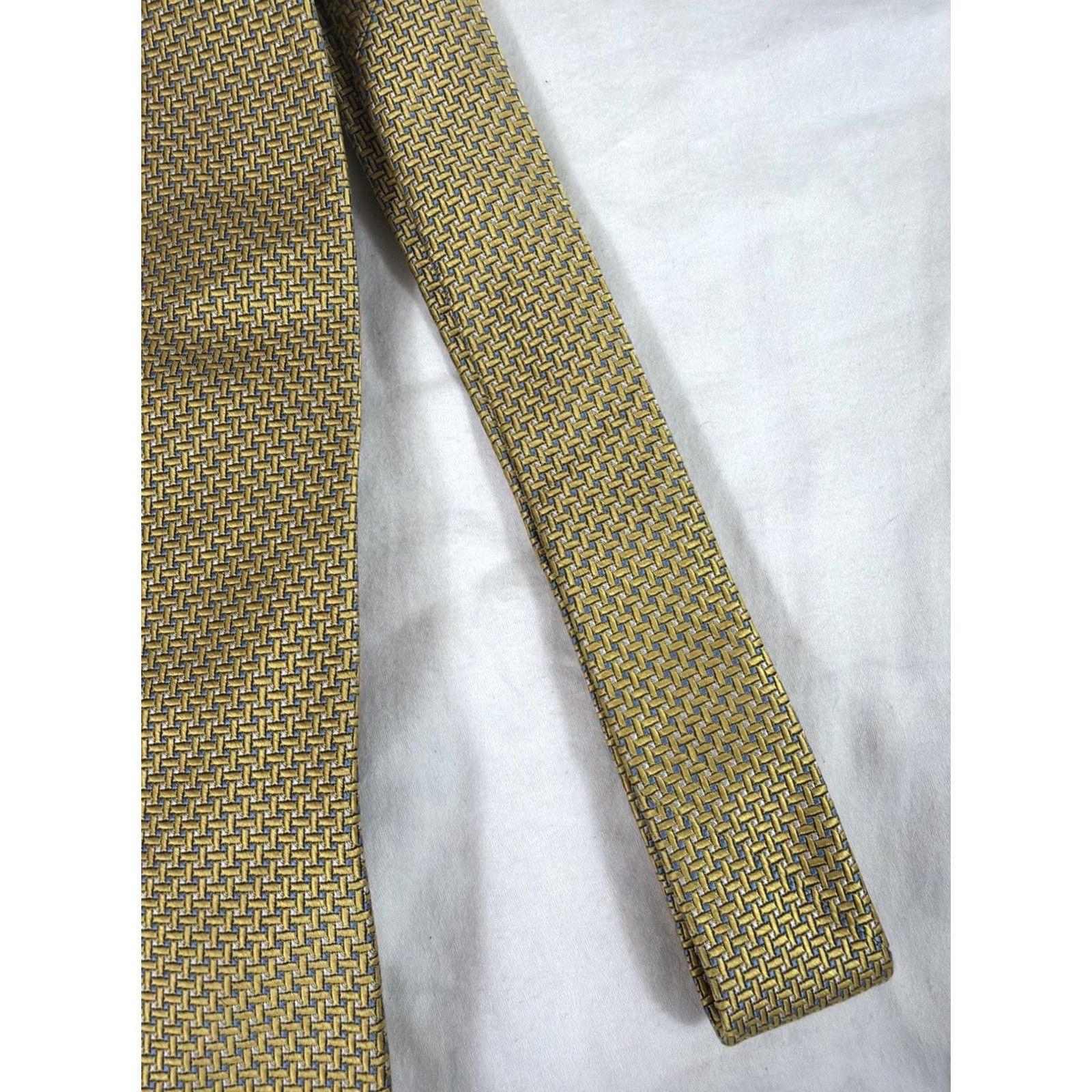 Brooks Brothers Brooks Brothers Tie Men Gold Blue Polyester Geometric Pattern Adult Neckwear Size ONE SIZE - 4 Thumbnail