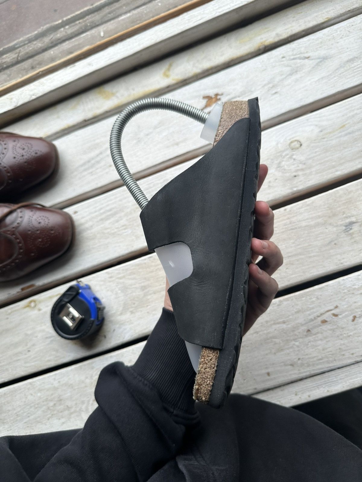 Birkenstock 🚨 VNTG Birkenstock 38 black unisex Luxe Sandals rare slides Size US 8 / IT 38 - 4 Thumbnail
