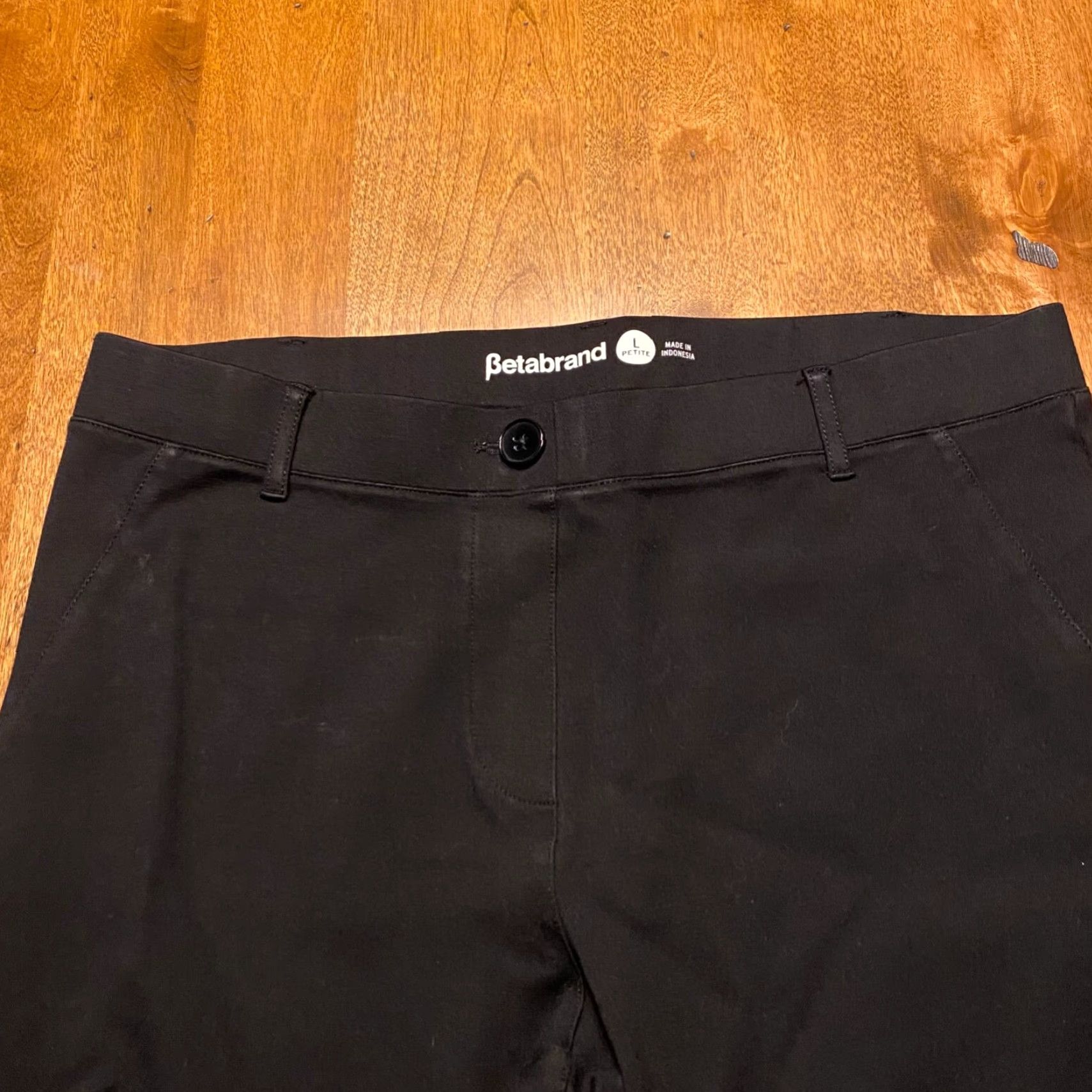 Vintage Betabrand Pants Womens L Petite Black Ribbed Straight Leg Yoga Dress Workwear Size 36" / US 14 / IT 50 - 2 Thumbnail
