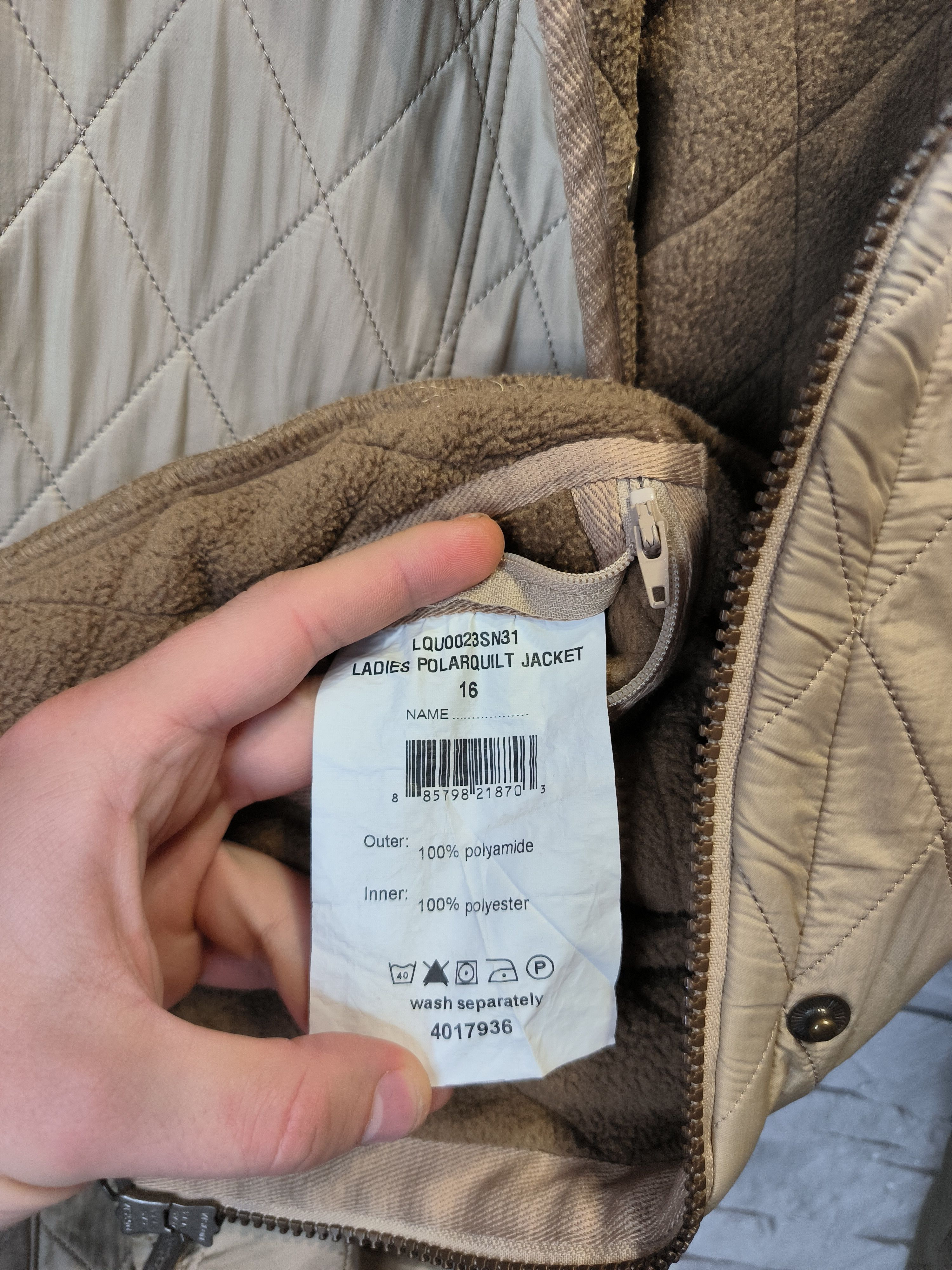 Barbour Barbour Jacket Logo Beige Vintage Polarquilt Size L / US 10 / IT 46 - 6 Thumbnail