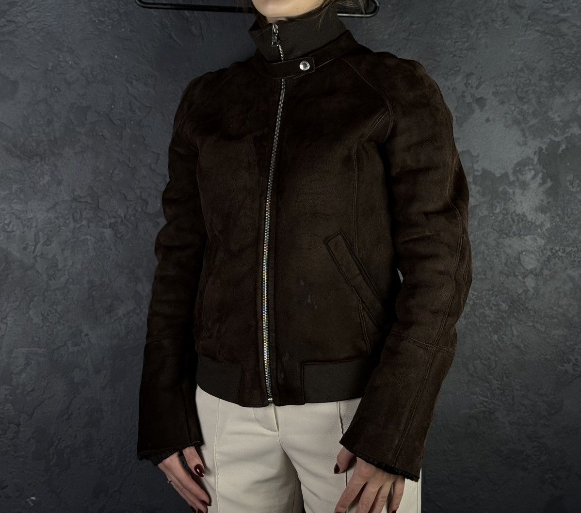 Prada 2000s Prada Brown Shearling Leather Jacket Women's Size L / US 10 / IT 46 - 1 Thumbnail