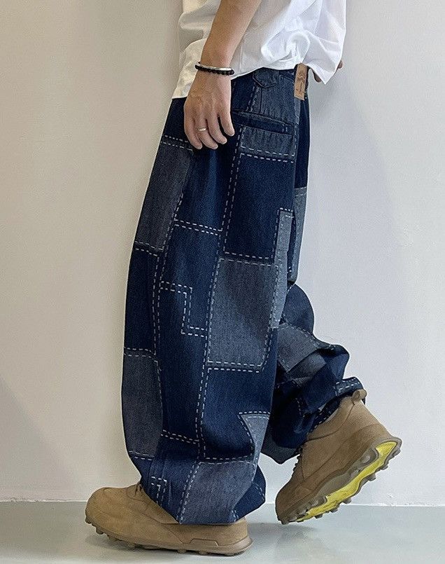 Japanese Brand × Vintage Outdoor retro patchwork print balloon loose baggy jeans Size US 31 - 2 Thumbnail