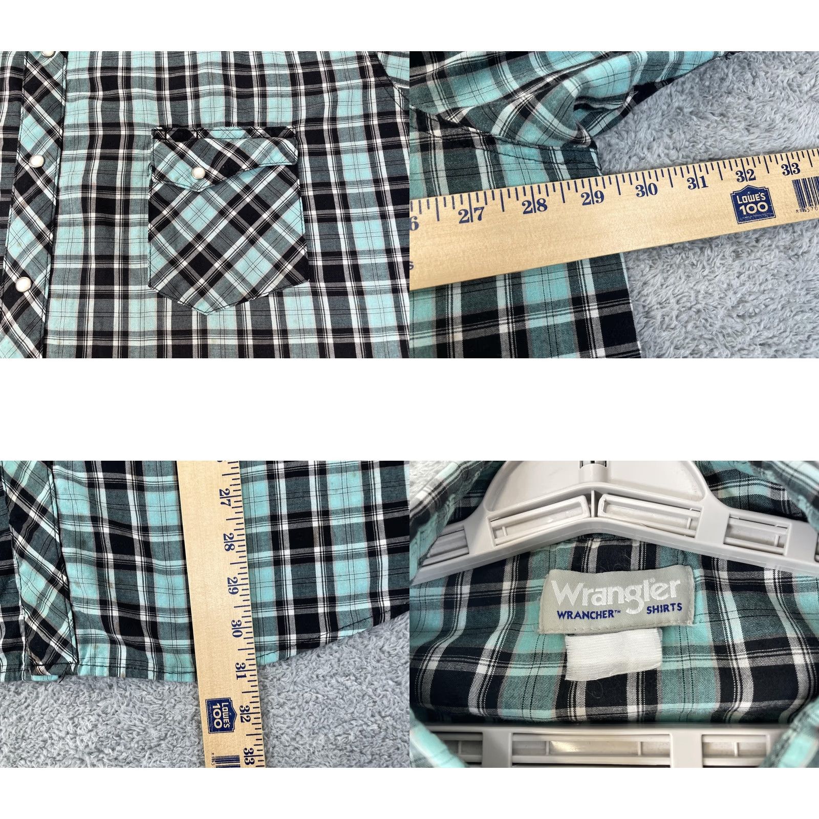 Wrangler VINTAGE Wrangler Shirt Mens XL Blue Black Plaid Pearl Snap Western Rodeo Size US XL / EU 56 / 4 - 8 Thumbnail