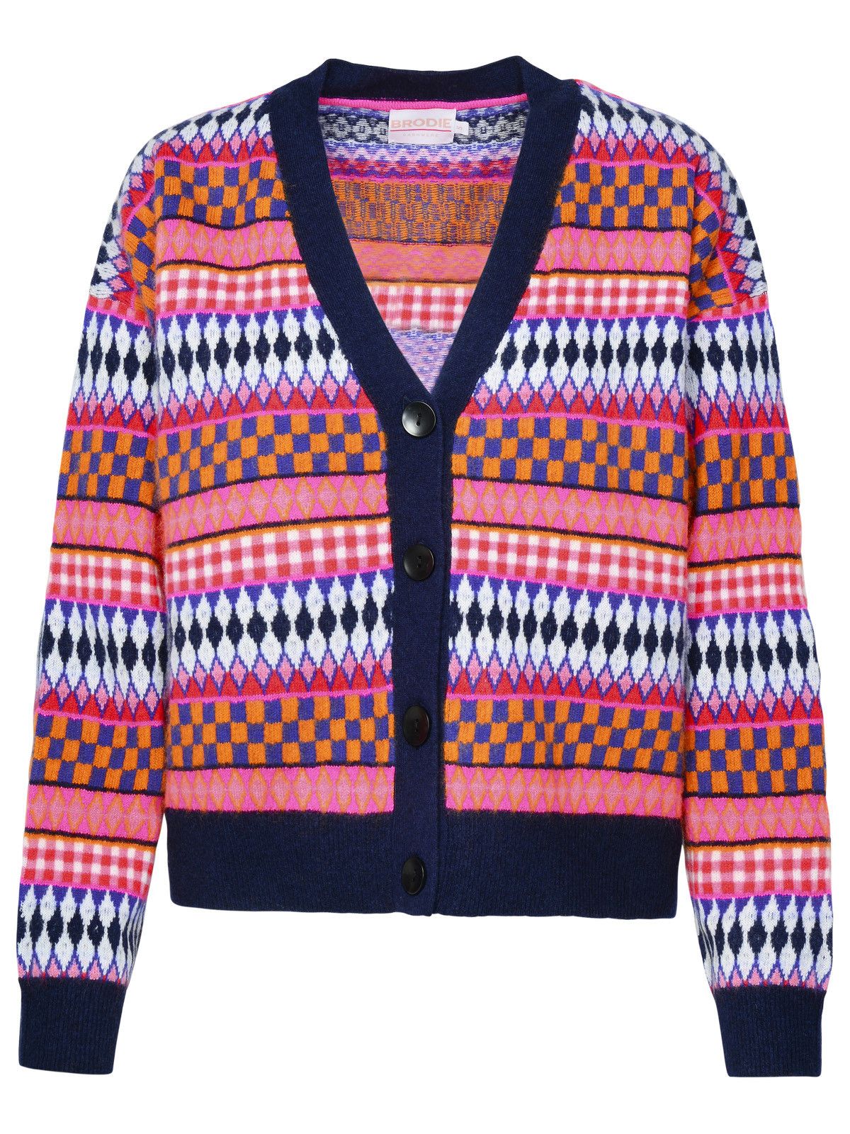 image of Brodie Cashmere Multicolor Cashmere Cardigan, Women's (Size Small)