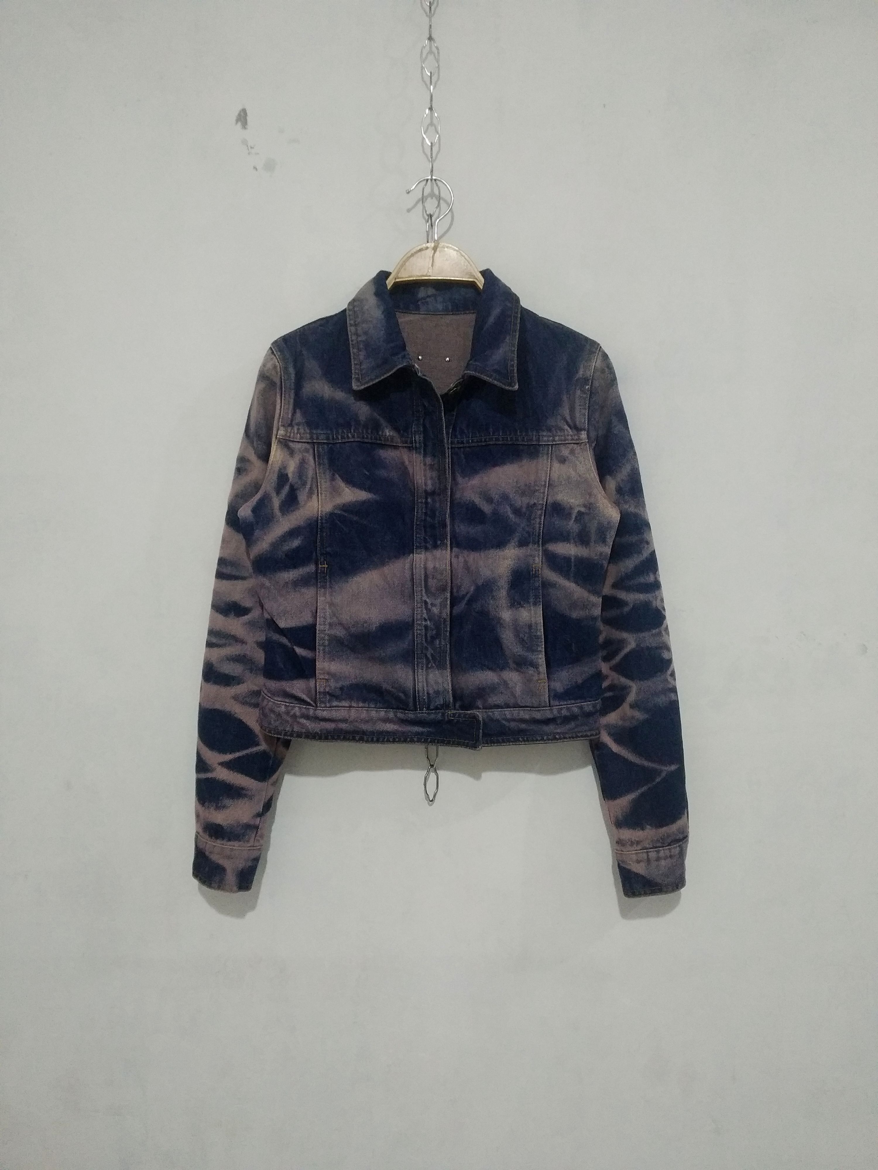 image of Fendi Jeans Bleach Cropped Denim Jacket, Women's (Size Medium)