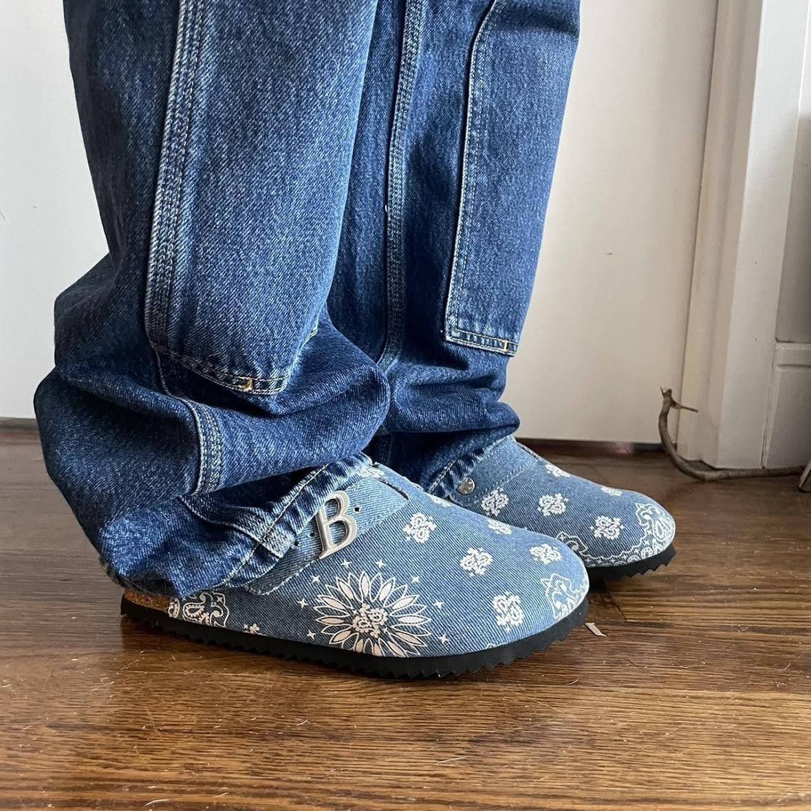 image of Bravest Studios Denim Paisley Clog Size 11 Shoes in Blue, Men's