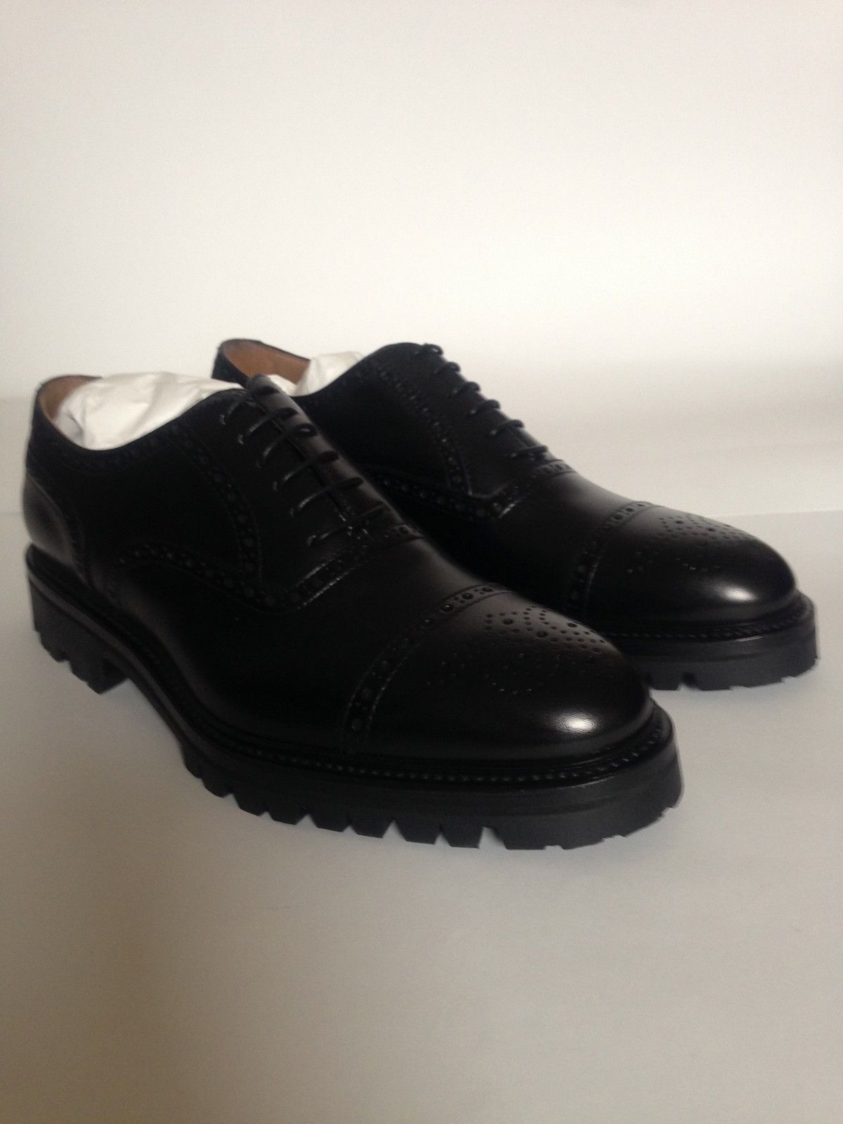 Romano Martegani Brogues Oxford Shoes 9 Black Leather