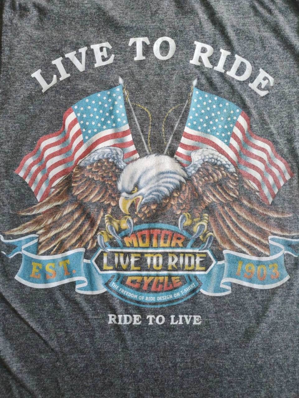 Other 00s 3d emblem pattern retro shirt live to ride eagle 16/25.7 Size US XS / EU 42 / 0 - 4 Thumbnail