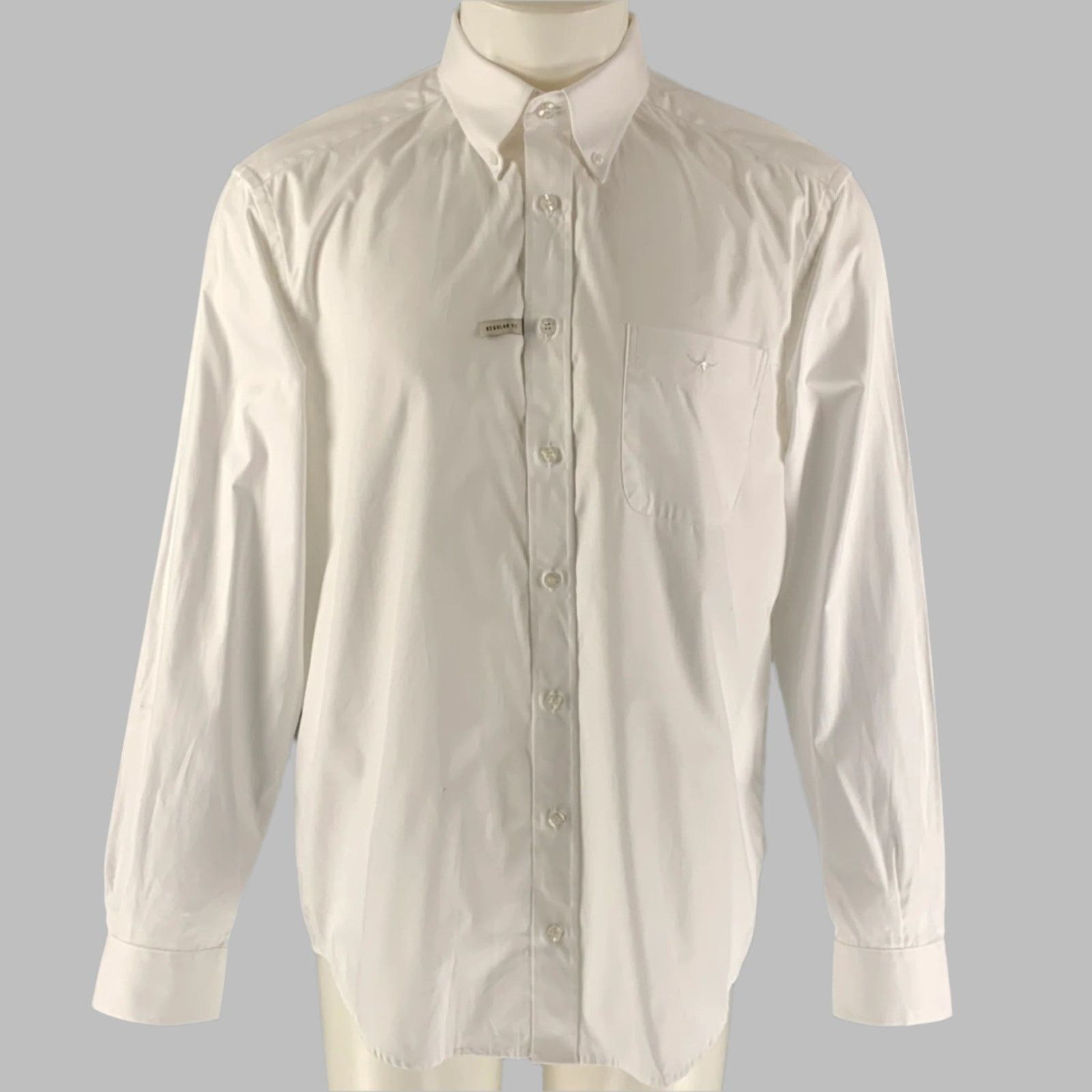 Size M White Cotton Button Down Long Sleeve Shirt