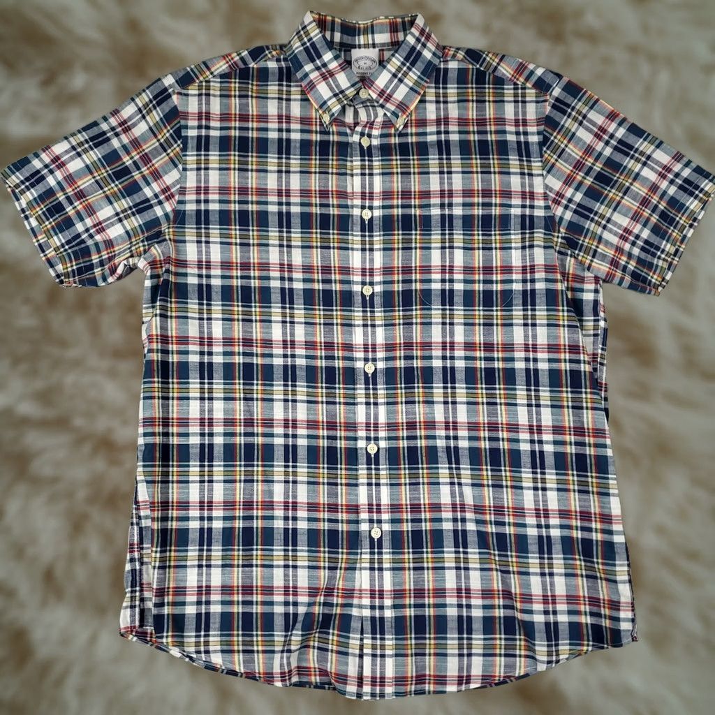 Brooks Brothers Brooks Brothers Shirt Mens Medium Blue Plaid Regent Button Up Short Sleeve Size US M / EU 48-50 / 2 - 1 Thumbnail