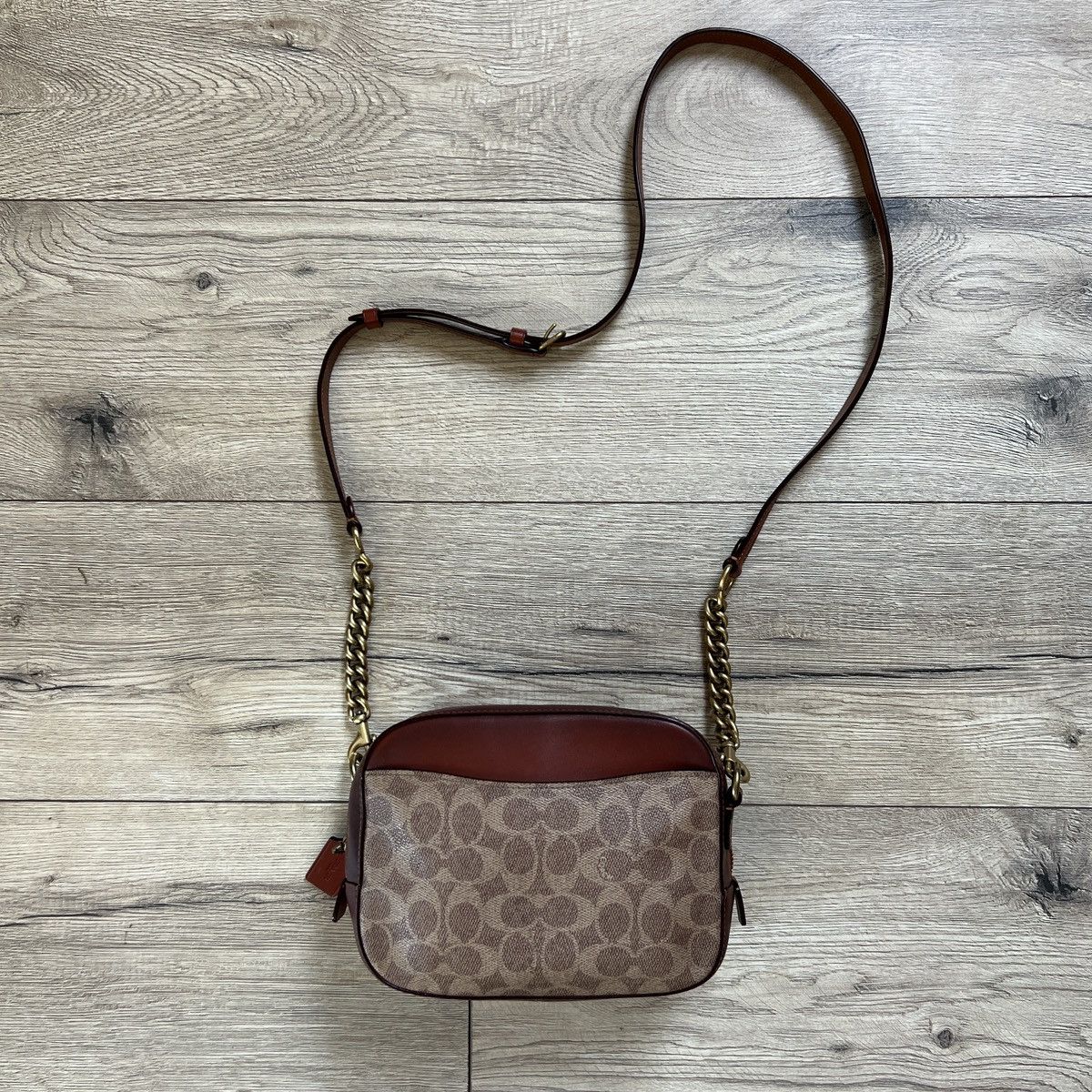 Coach × Designer Coach Mini Crossbody Bag Leather Monogram Brown Beige Size ONE SIZE - 2 Thumbnail