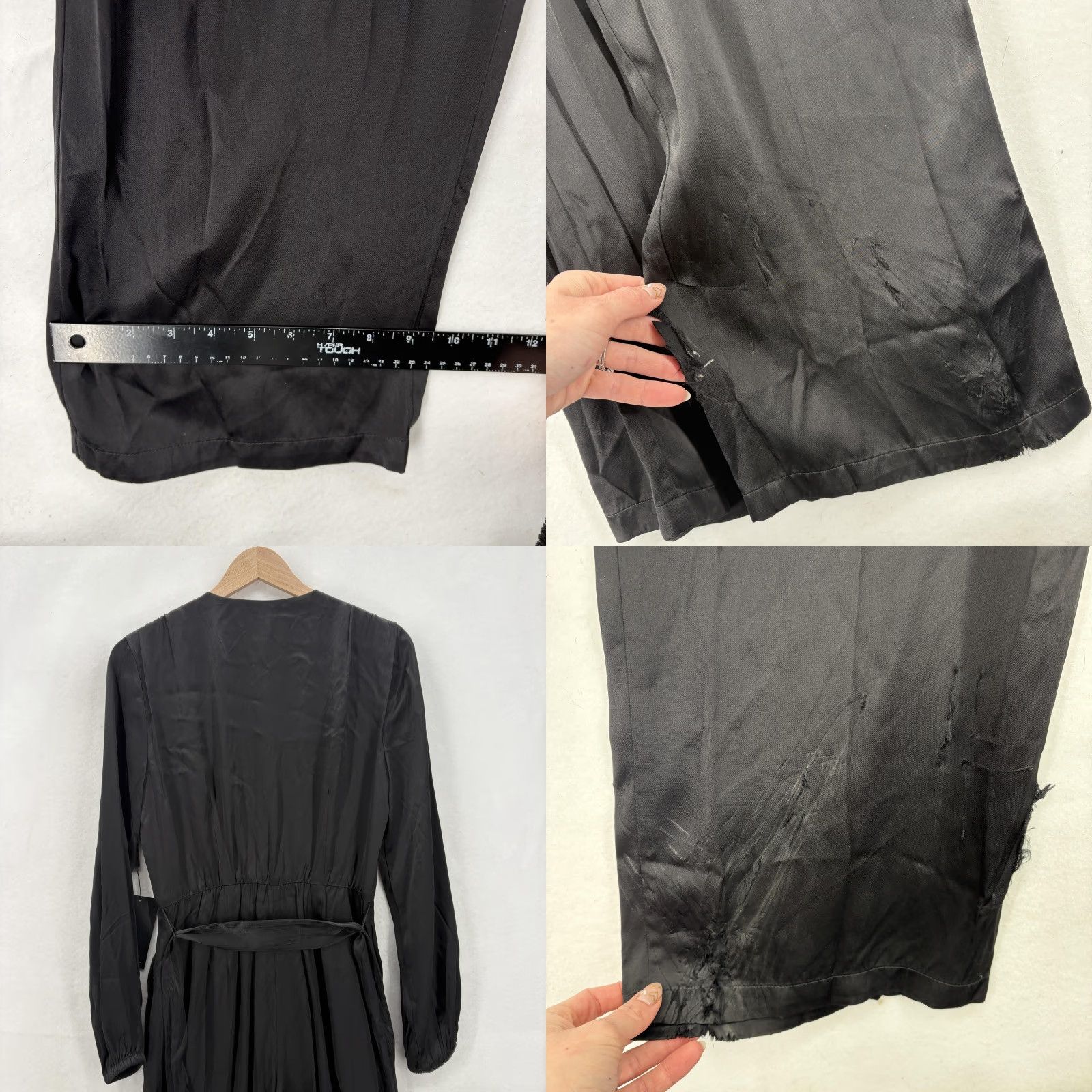 White House Black Market White House Black Market Jumpsuit Womens 4 Black LS V Neck Satin Belted Wide Leg Size 27" / US 4 / IT 40 - 10 Thumbnail