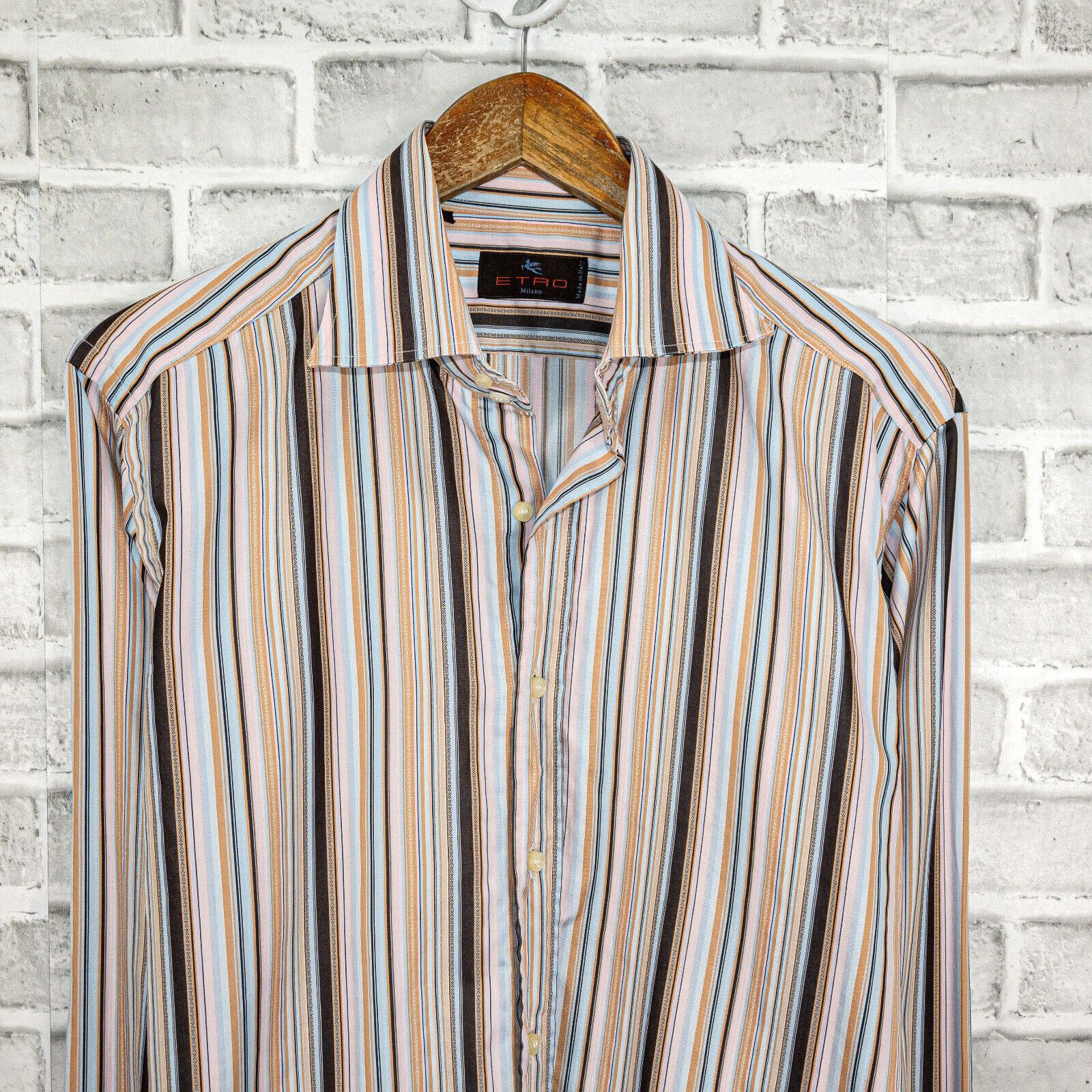 Etro ETRO Milano Multi color Stripe Button up Shirt Made in Italy Size US M / EU 48-50 / 2 - 3 Thumbnail