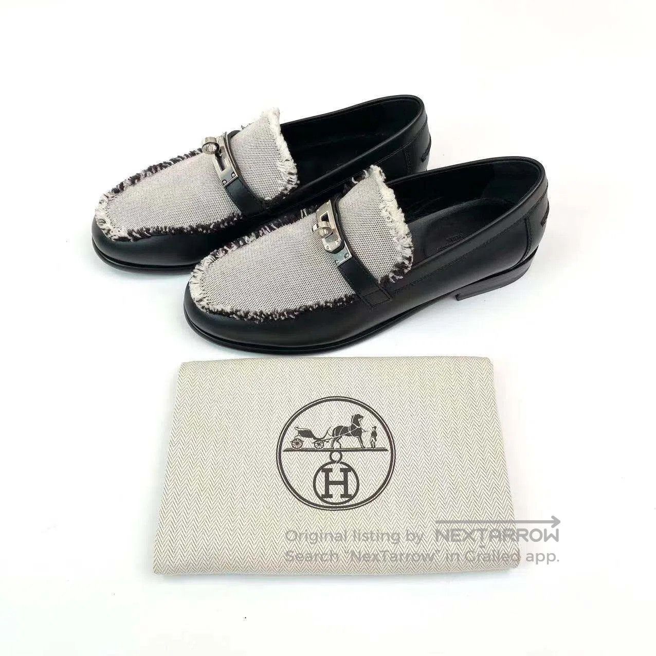 Hermes Hermes Destin black and white color-blocked Kelly buckle l Size US 5.5 / IT 35.5 - 2 Thumbnail