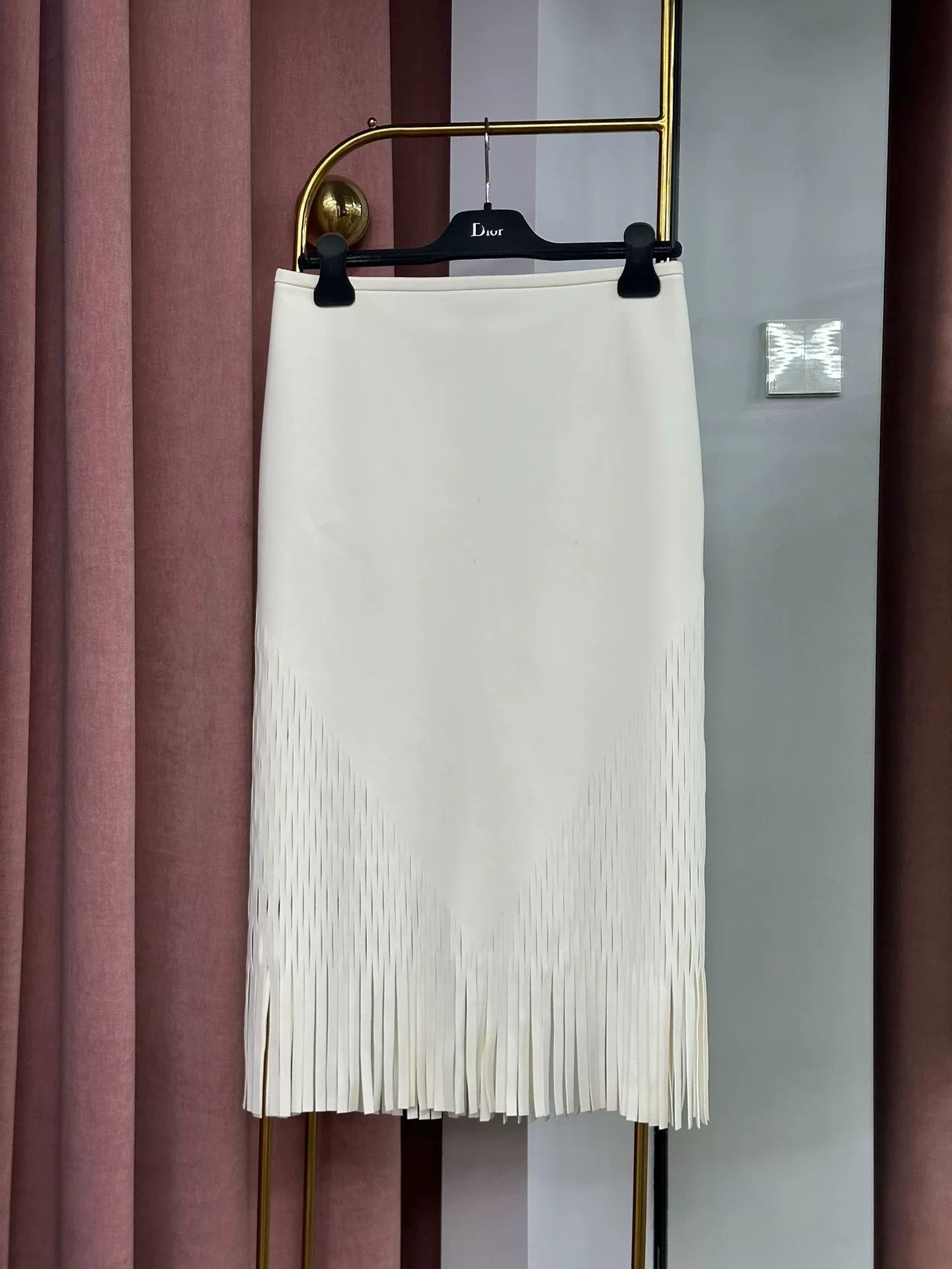 Dion Lee Dionlee White Fringe Skirt Size 40" / US 18 - 1 Thumbnail