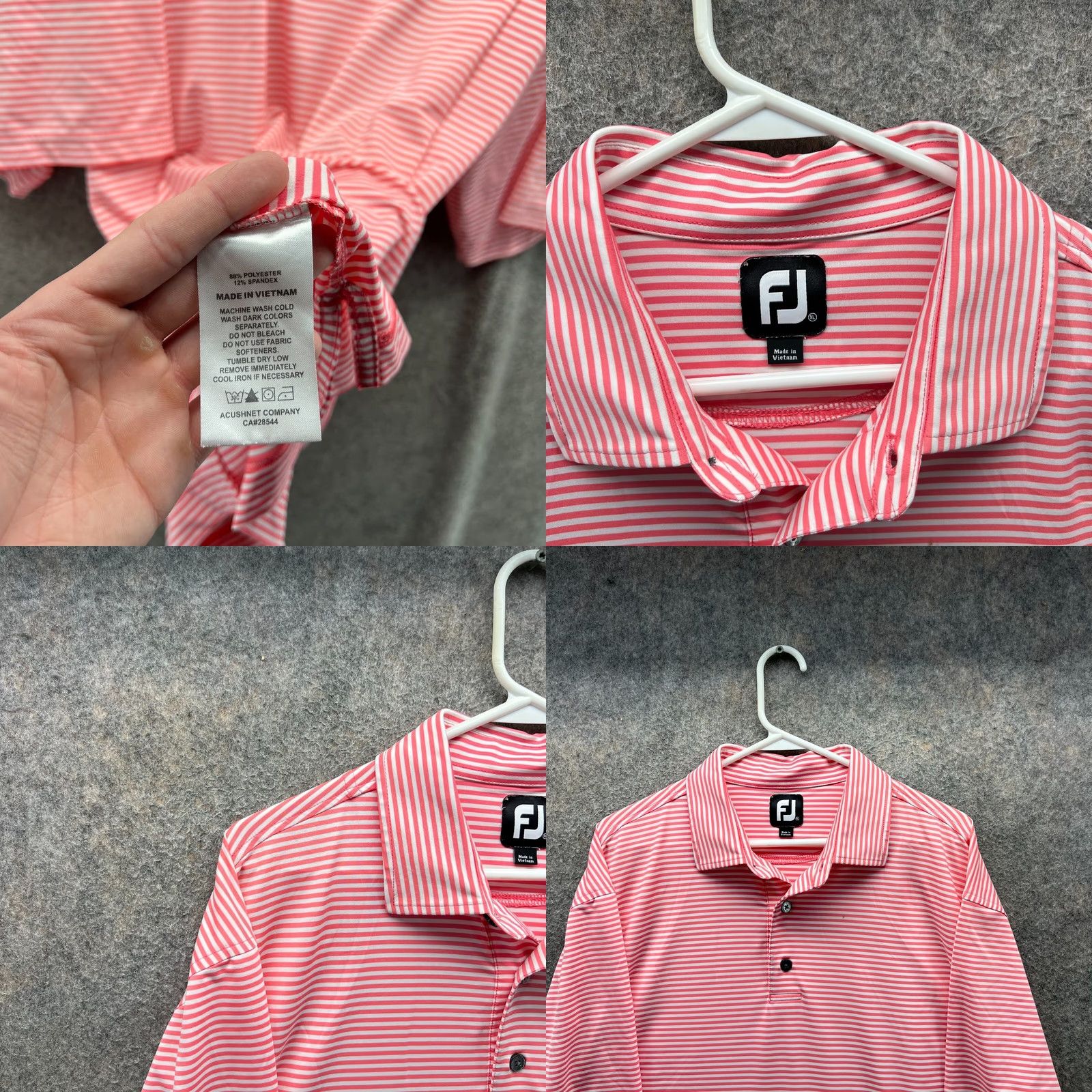 Footjoy Footjoy Polo Shirt Mens XL Pink White Stripes Preppy Stretch Golf Golfer Knit Shirt Size US XL / EU 56 / 4 - 8 Thumbnail