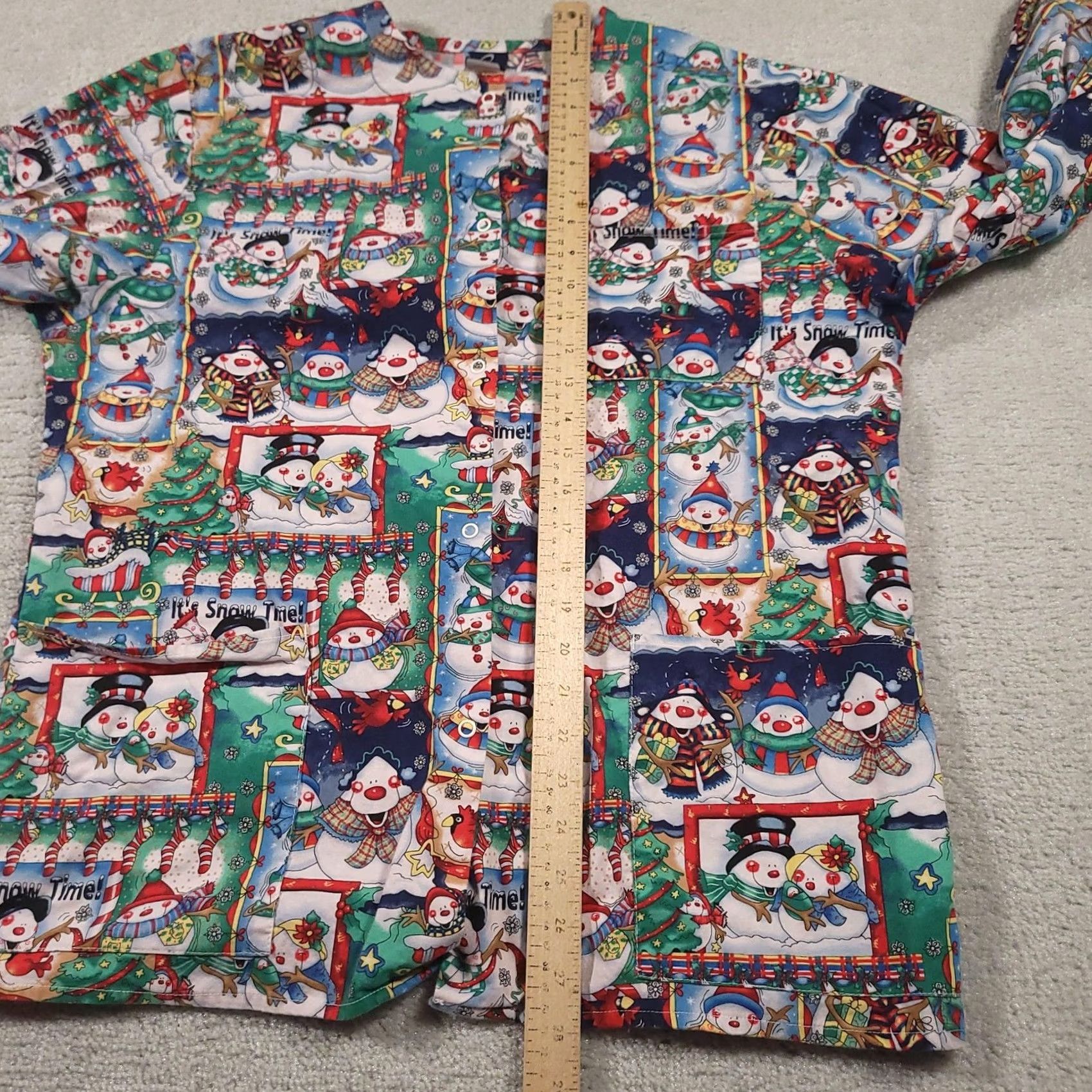 Vintage Barco Uniforms Scrub Jacket Womens Medium Christmas Snowman Print Warm-Up Cuffs Size M / US 6-8 / IT 42-44 - 6 Thumbnail