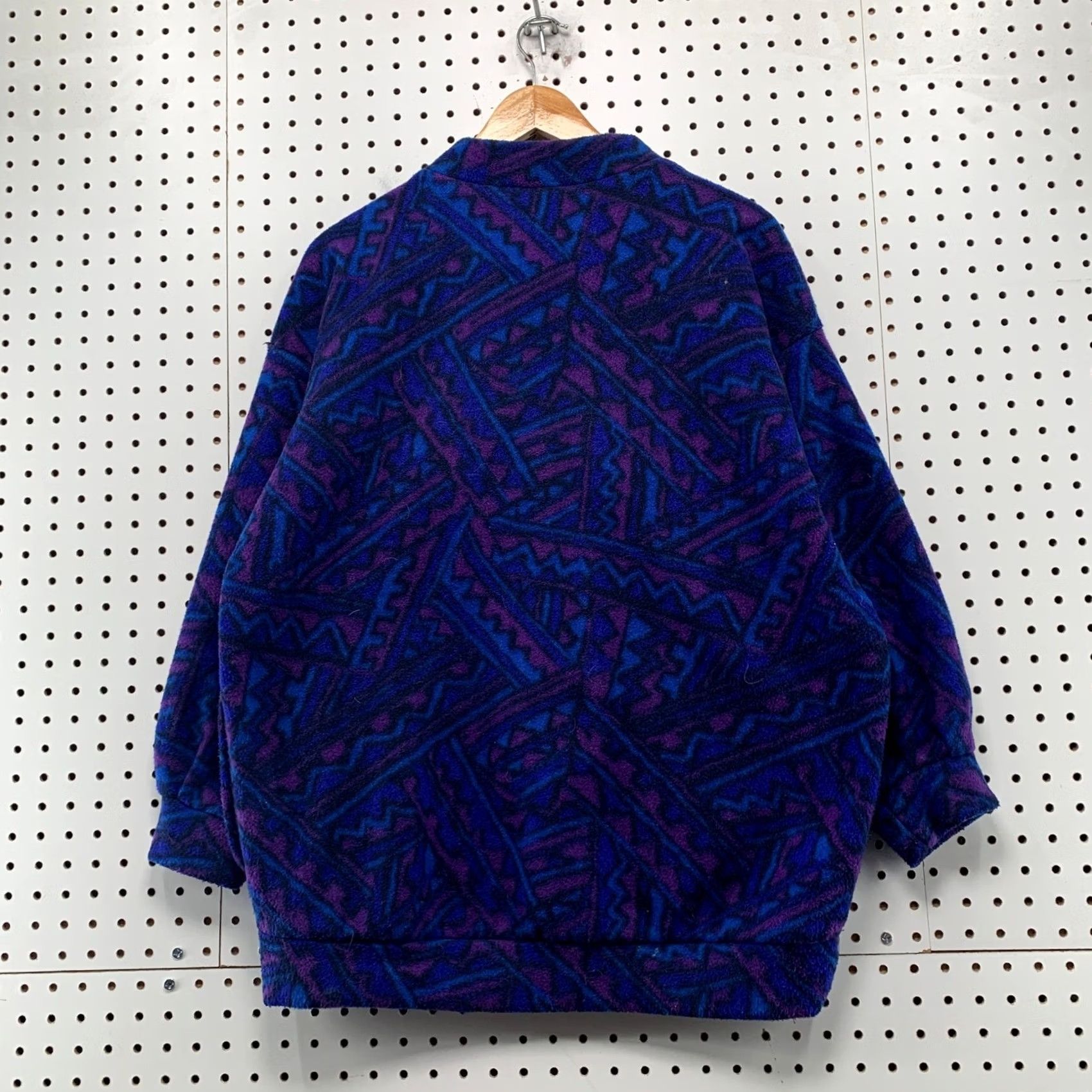 Vintage VINTAGE Aztec Fleece Jacket Mens XL Blue Purple Geometric Abstract 90s USA Size US XL / EU 56 / 4 - 2 Thumbnail
