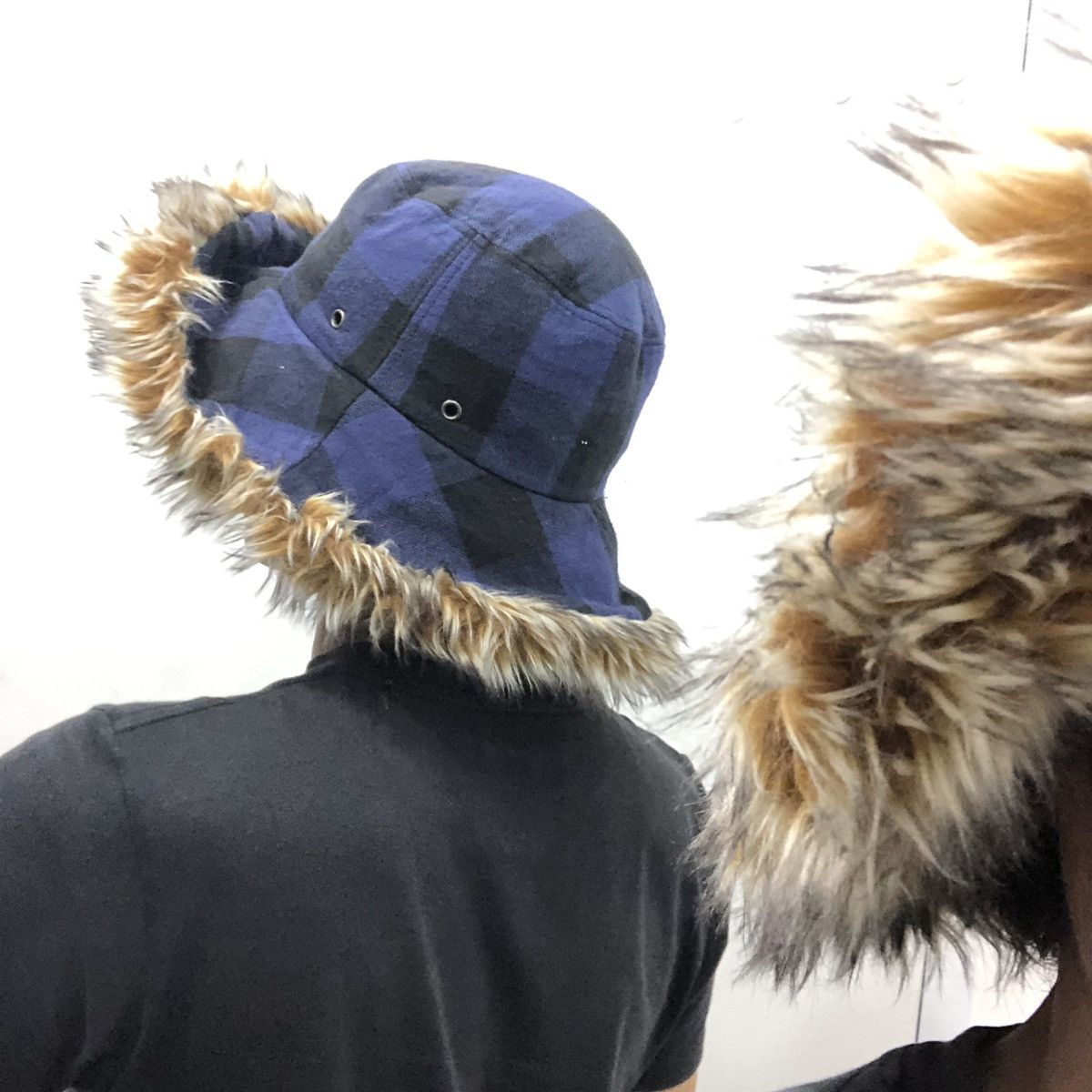 Vintage Japanese Asian Hat Fur Fuzzy Flannel Winter Wind Cold Style Size ONE SIZE - 4 Thumbnail