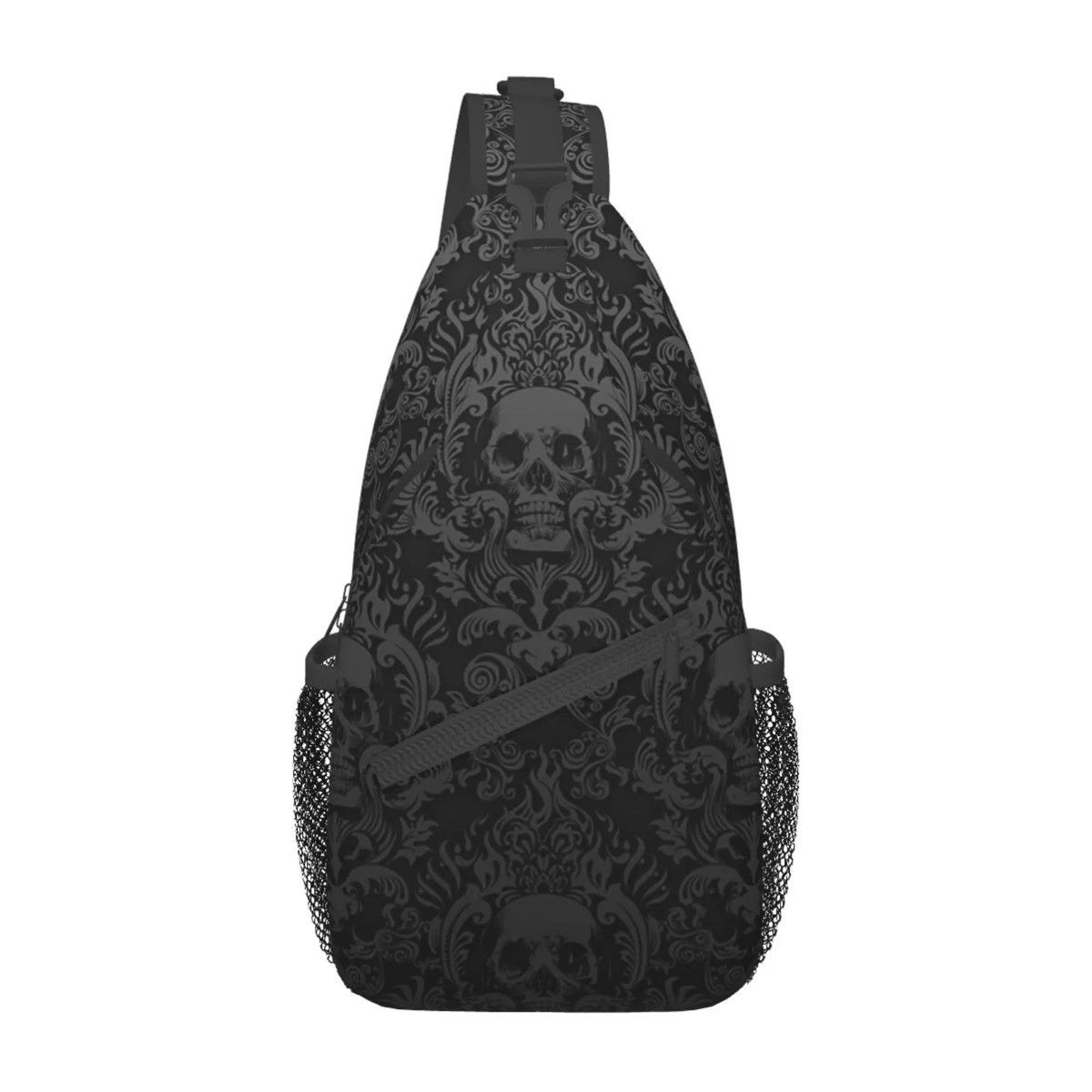 Vintage Vintage Black Gothic Skull Damask Sling Bag Size ONE SIZE - 1 Thumbnail