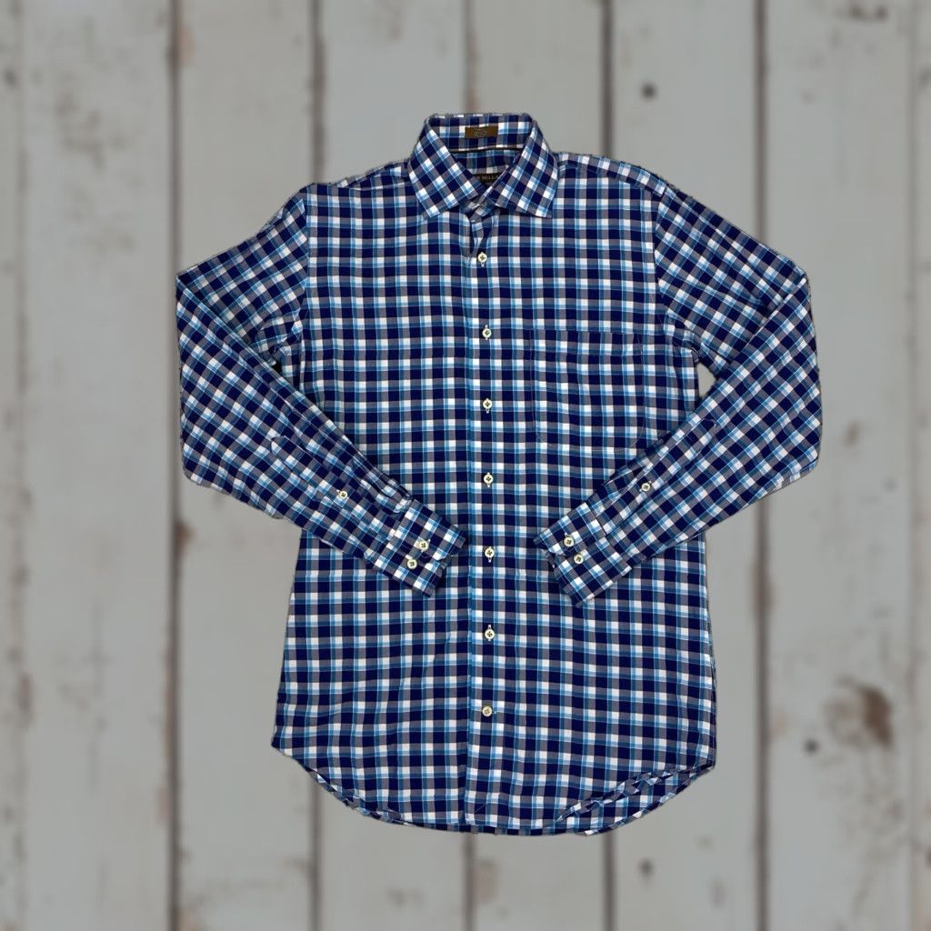 Peter Millar VINTAGE Peter Millar Shirt Mens Small Blue Plaid 100% Cotton Long Sleeve Button-Up Size US S / EU 44-46 / 1 - 1 Thumbnail