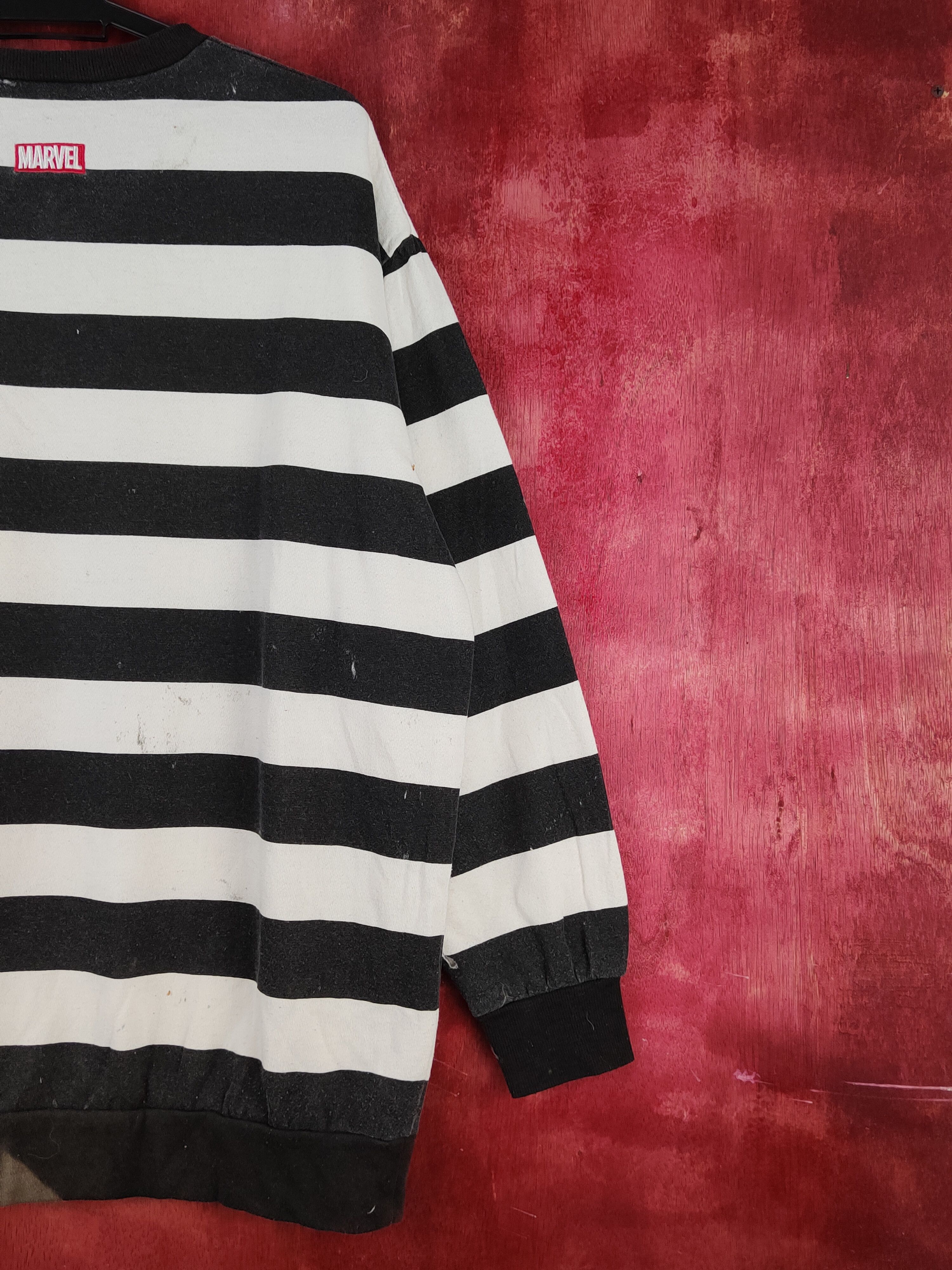 Marvel Comics × Vintage Marvel sandman White Black Stripe prison Sweatshirts #S2115 Size US M / EU 48-50 / 2 - 12 Thumbnail