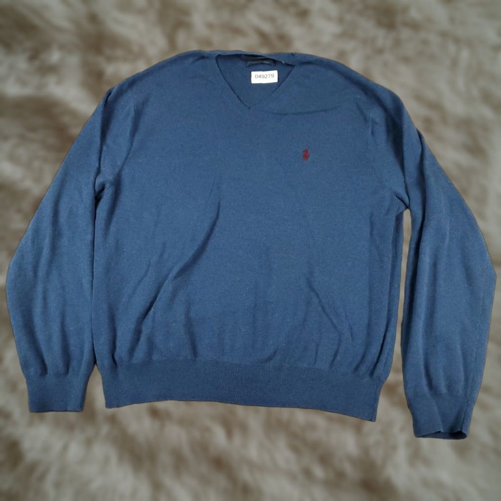 Ralph Lauren VINTAGE Ralph Lauren Sweater Mens 2XL Pullover Blue Cotton Casual Crew Neck All Seasons Size US XXL / EU 58 / 5 - 1 Thumbnail