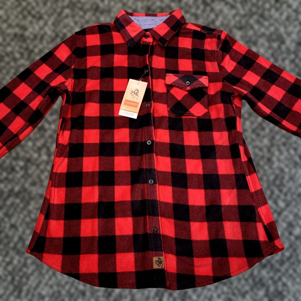 FRED Red Legendary Whitetails Trail Guide Fleece Shirt Womens M Plaid Button-Up Casual Sleeve Pocket Wool? [Error: product material not wool] Size M / US 6-8 / IT 42-44 - 1 Thumbnail