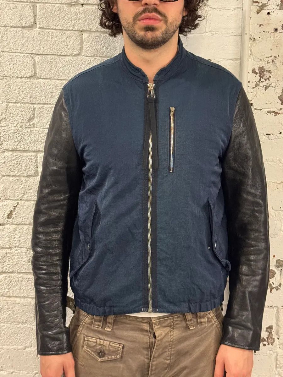 Acne Studios SS2013 Acne Studios Constrast Hybrid Leather & Nylon Navy Bomber Jacket Size US M / EU 48-50 / 2 - 2 Thumbnail