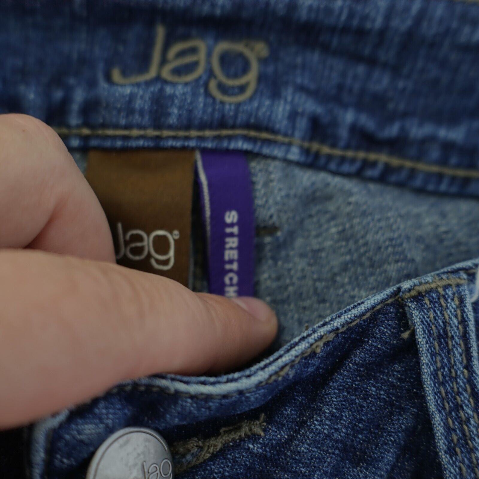 Designer Jag Stretch Blue Denim Capri Jeans Size 14 Mid Rise 32/25 Size 36" / US 14 / IT 50 - 9 Thumbnail