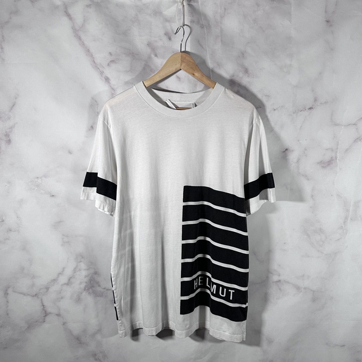 Helmut Lang White/Black Stripe Tee Size US L / EU 52-54 / 3 - 1 Thumbnail