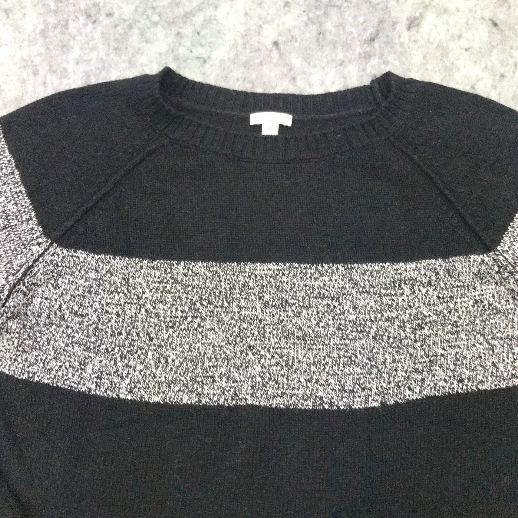 Gap VINTAGE Gap Sweater Large Gray Striped Knit Cotton/Wool Blend Long Sleeve Pullover Womens Size L / US 10 / IT 46 - 3 Thumbnail