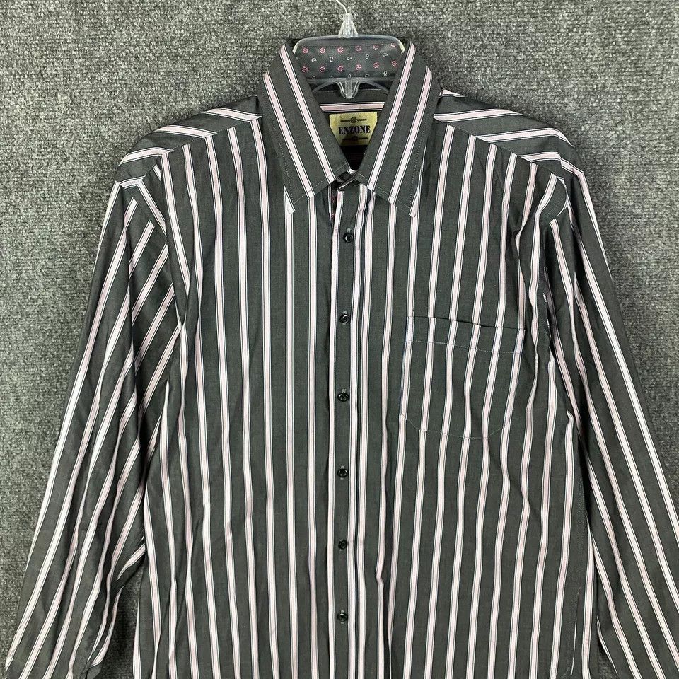 Other Enzone Button Up Shirt Men's Medium Striped Long Sleeve M Size US M / EU 48-50 / 2 - 2 Thumbnail