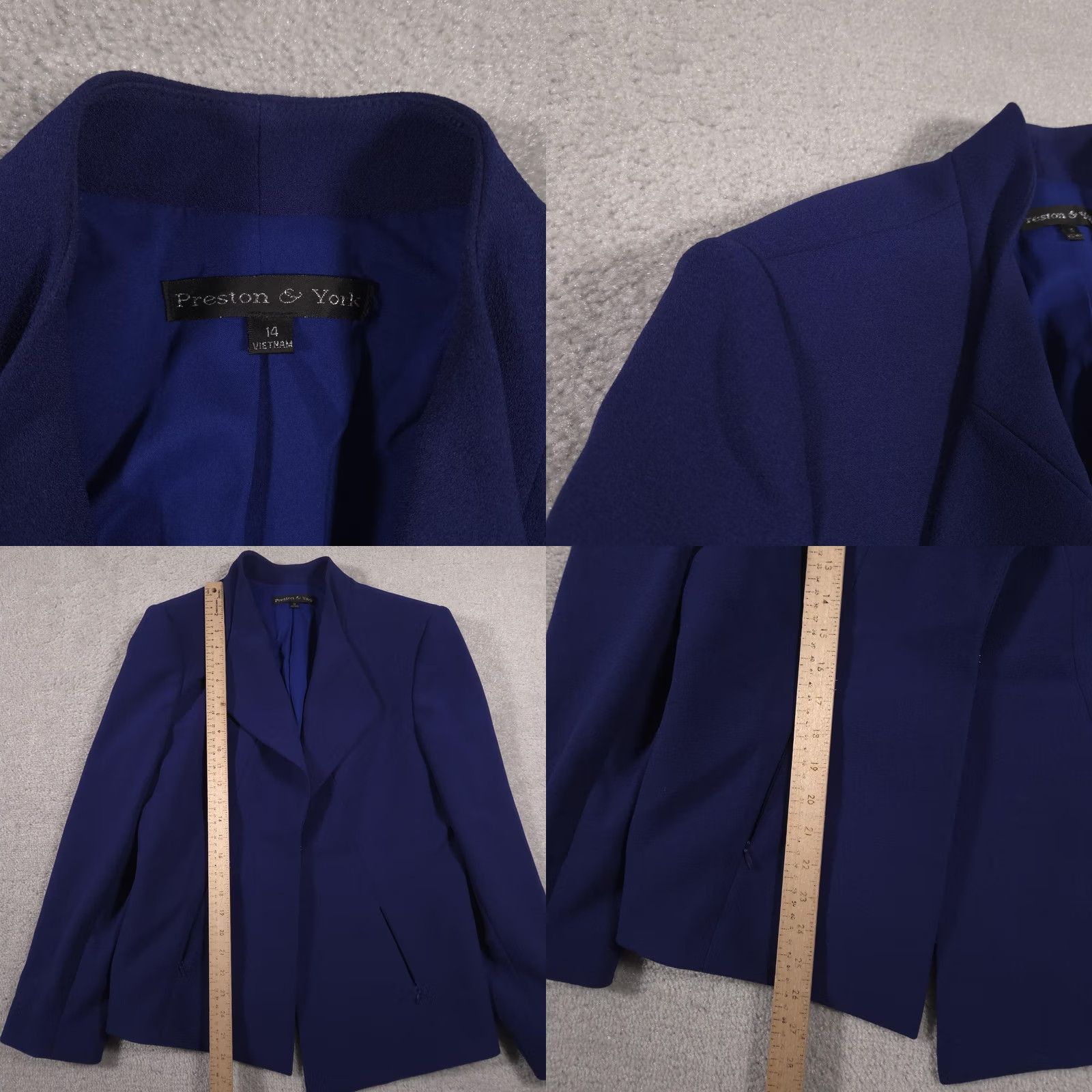 Preston & York Preston & York Blazer Womens 14 Blue Poly Spandex Fully Lined Hook Closure Pockets Career Suit Jacket Blazer Women Bespoke Tailored Size XL / US 12-14 / IT 48-50 - 8 Thumbnail