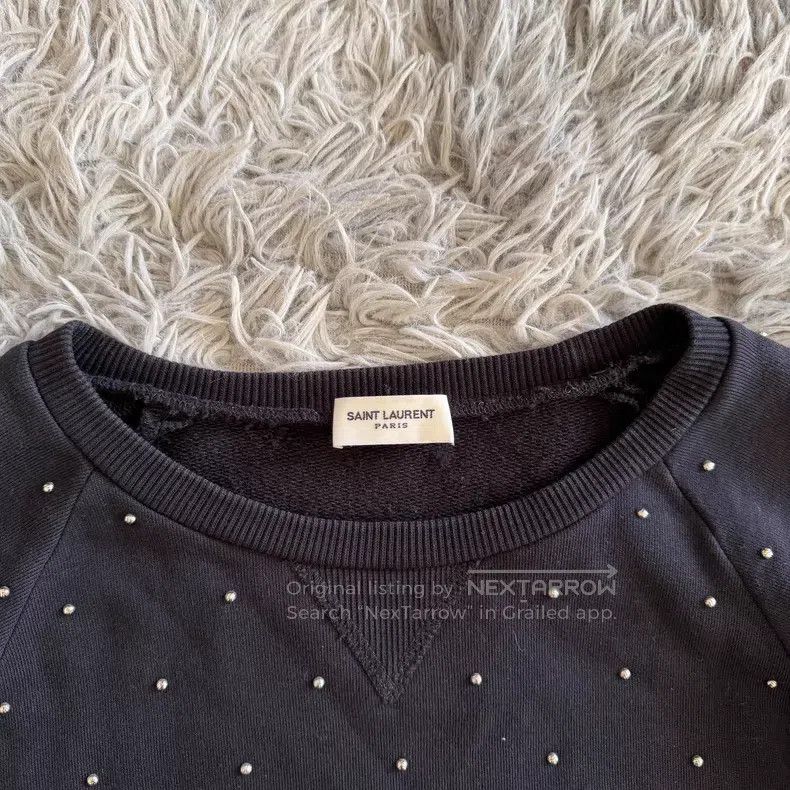 Saint Laurent Paris Saint Laurent Paris Black studded long-sleeve sweatshirt Size US XL / EU 56 / 4 - 4 Thumbnail