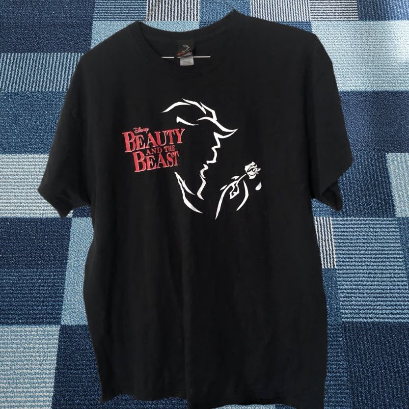 Gildan VTG Disney Beauty and the Beast Graphic T-Shirt XL Black Short Sleeve Men Gildan Crew Neck Cotton Logo Size US XL / EU 56 / 4 - 1 Thumbnail