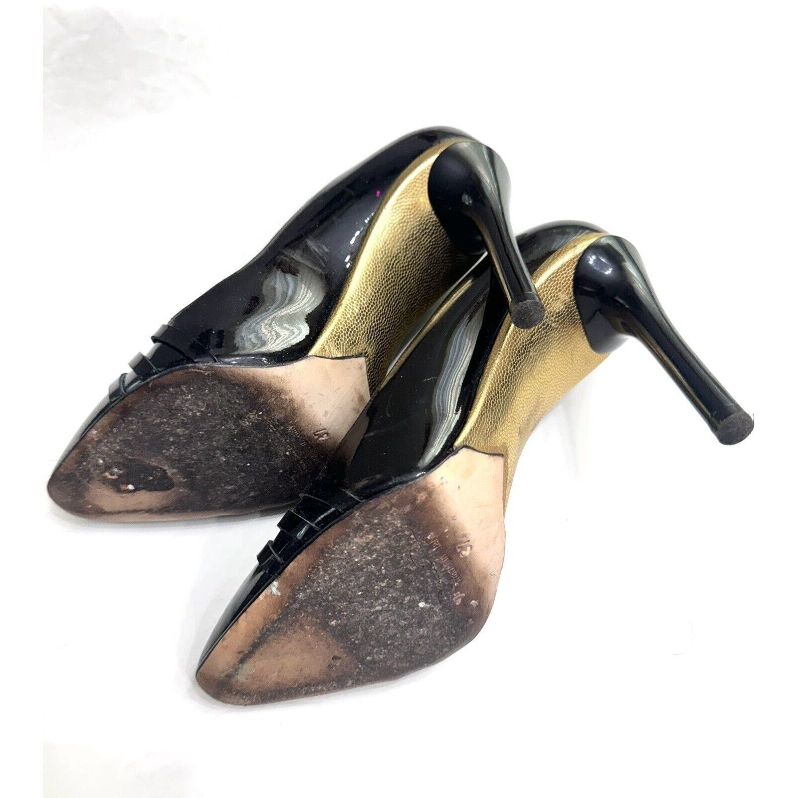 Oscar De La Renta OSCAR DE LA RENTA PATENT LEATHER PUMP SHOES BLACK 37 OR 6.50 Size US 6.5 / IT 36.5 - 4 Thumbnail
