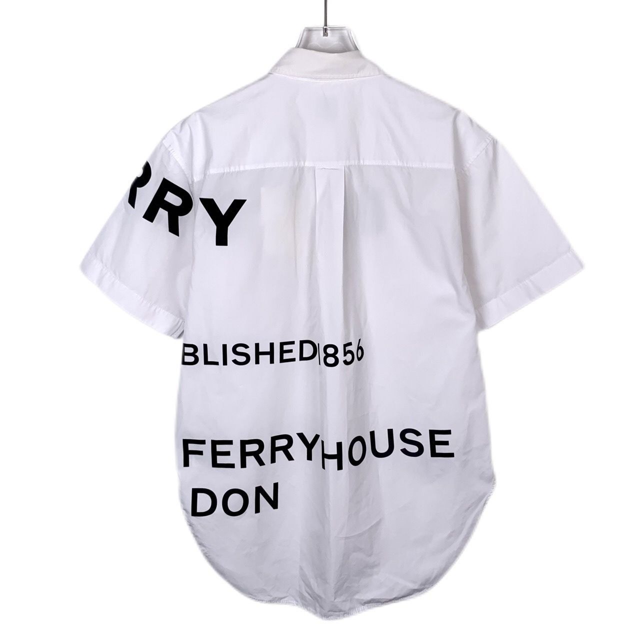 Burberry [Burberry] Logo Lettering Print Notched Lapel White Cotton S Size XS / US 0-2 / IT 36-38 - 5 Thumbnail