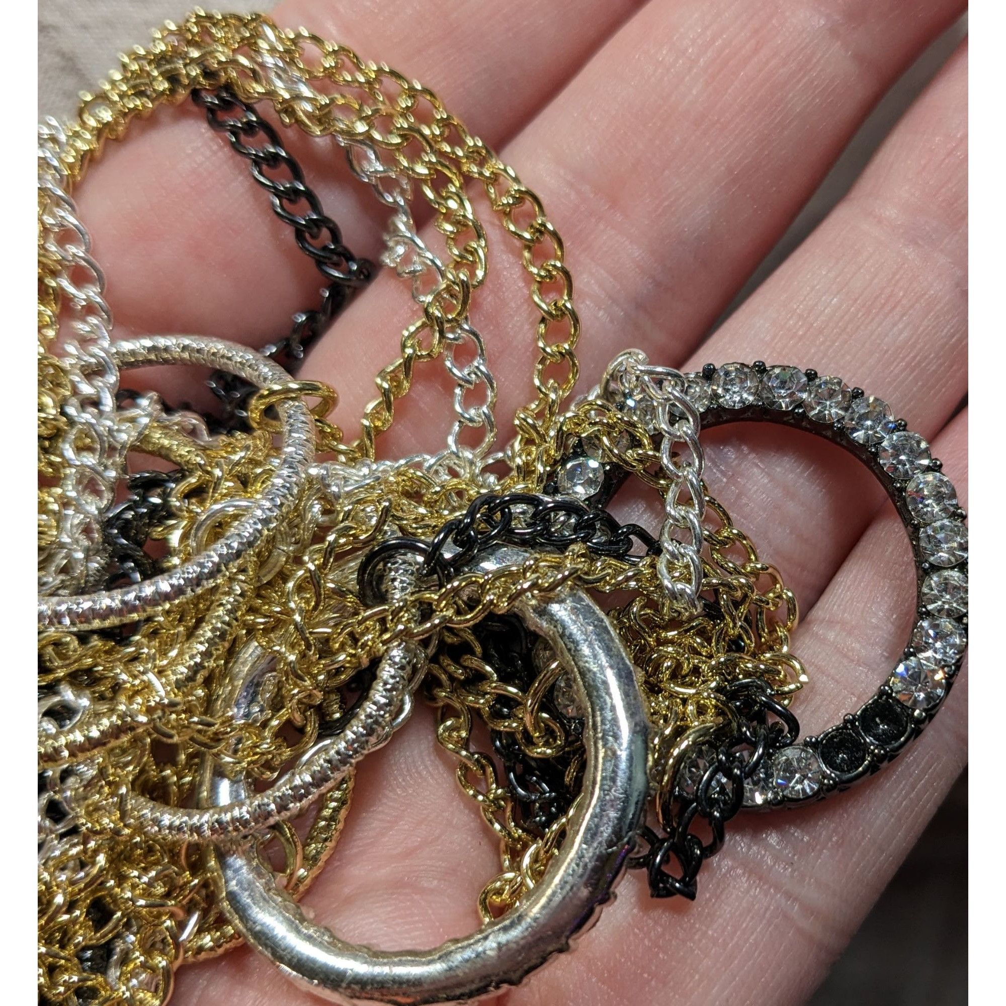 Other Daisy Fuentes Multi Metallic Layered Chain Necklace With Rhi Size ONE SIZE - 4 Thumbnail