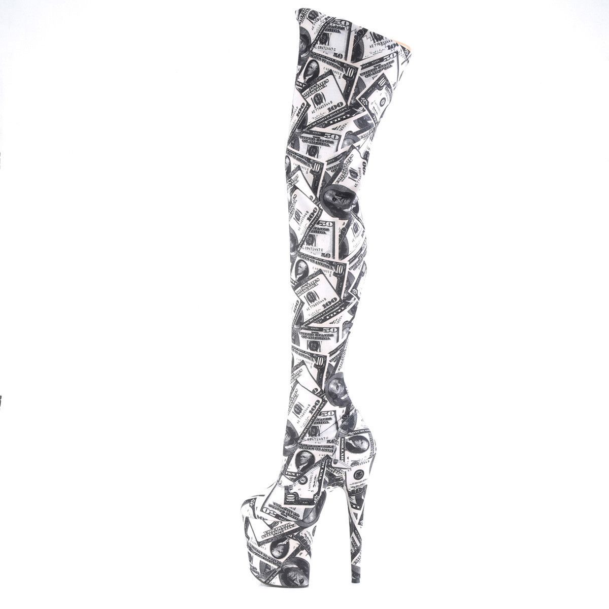 Other Flamingo 3000DP Money Print Stretch Thigh High Platform 8" H Size US 12 / IT 42 - 9 Thumbnail