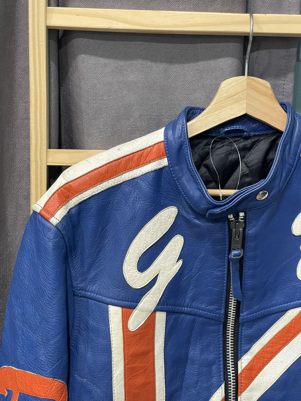 Designer Rare 💥💥Real Leather Jacket Britain Flag Size US M / EU 48-50 / 2 - 12 Thumbnail