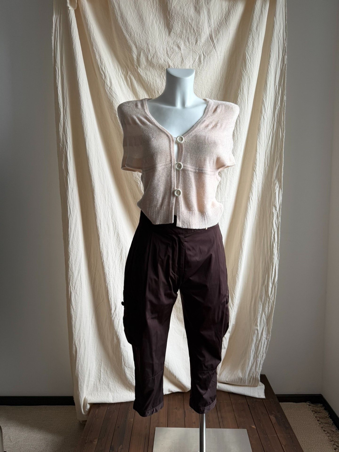 Ermanno Scervino Ermanno Scervino Brown Satin Cropped Pants Size 28" / US 6 / IT 42 - 1 Thumbnail