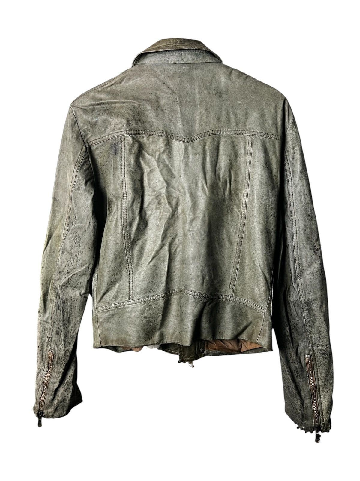 Marc Jacobs Vintage Marc Jacobs Trashed Dirty Leather Biker Jacket Size US S / EU 44-46 / 1 - 2 Thumbnail