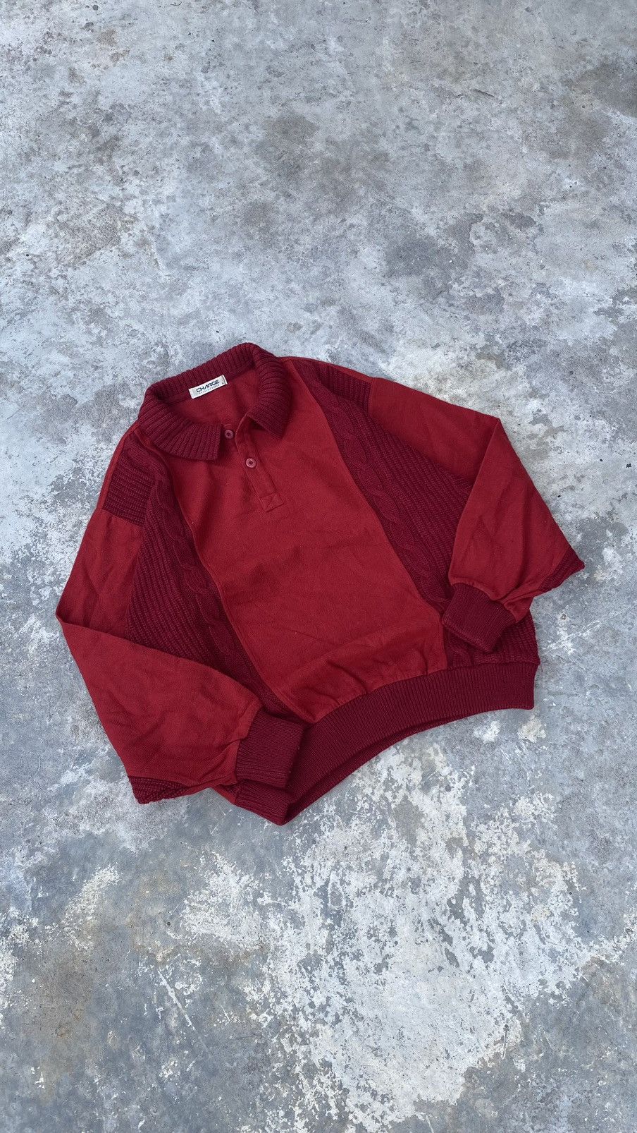 image of 1990X Clothing Charge By Arnold Palmer Cable Knit Collar Sweater 90's in Red, Men's (Size Large)