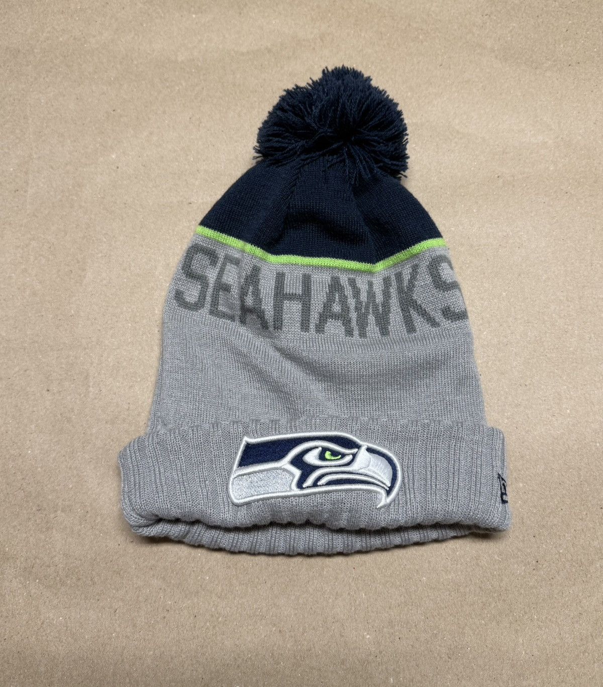 New Era Seattle Seahawks New Era NFL Football OS Beanie Hat Cap Rare Size ONE SIZE - 1 Thumbnail