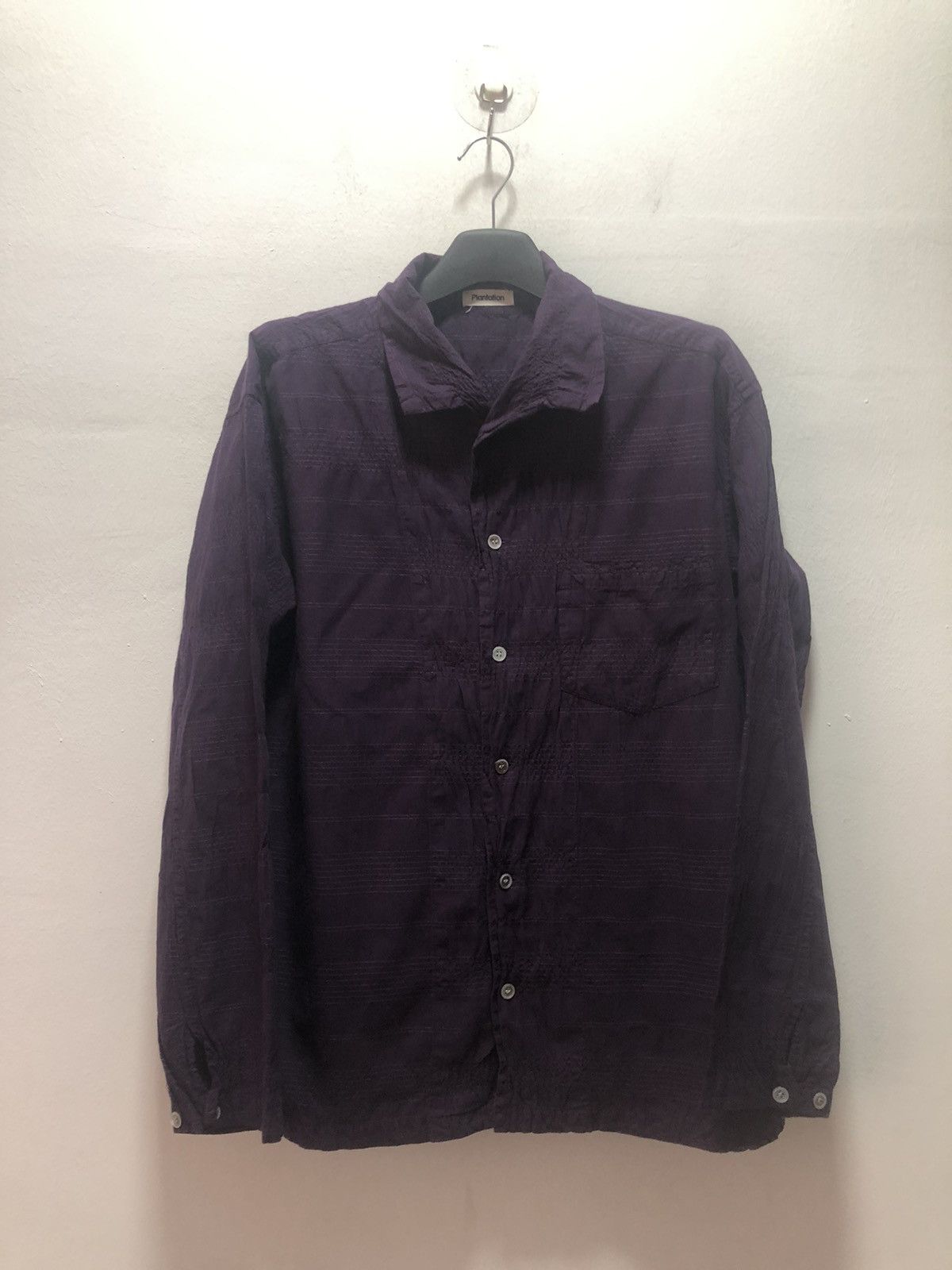 Designer × Issey Miyake × Ne-Net Vintage PLANTATION Shirt Purple Stripe Japan Made Size M / US 6-8 / IT 42-44 - 1 Thumbnail