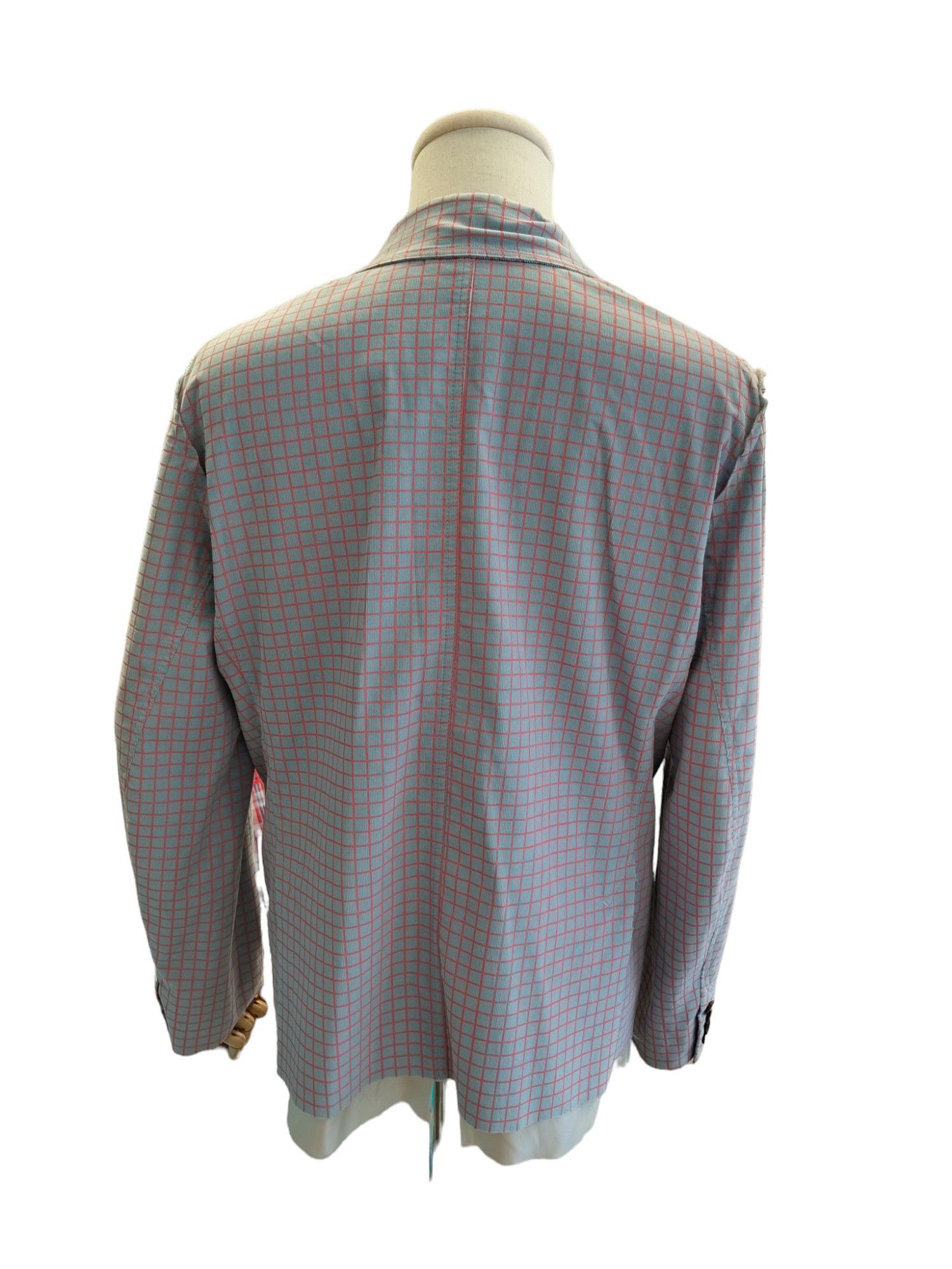 Sulvam Blue And Vermillion Checkered Suit Jacket Size US L / EU 52-54 / 3 - 4 Thumbnail