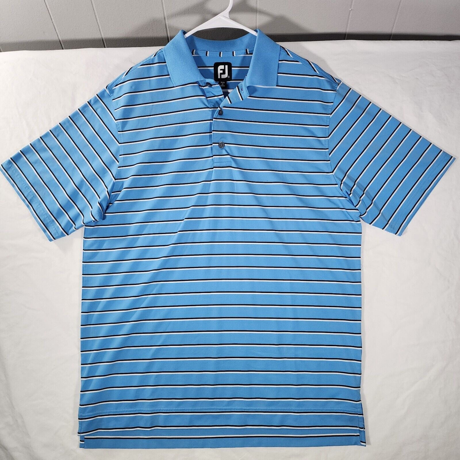 Footjoy FootJoy M Blue, Black, and White Stripped Polo Golf Shirt Size US M / EU 48-50 / 2 - 1 Thumbnail
